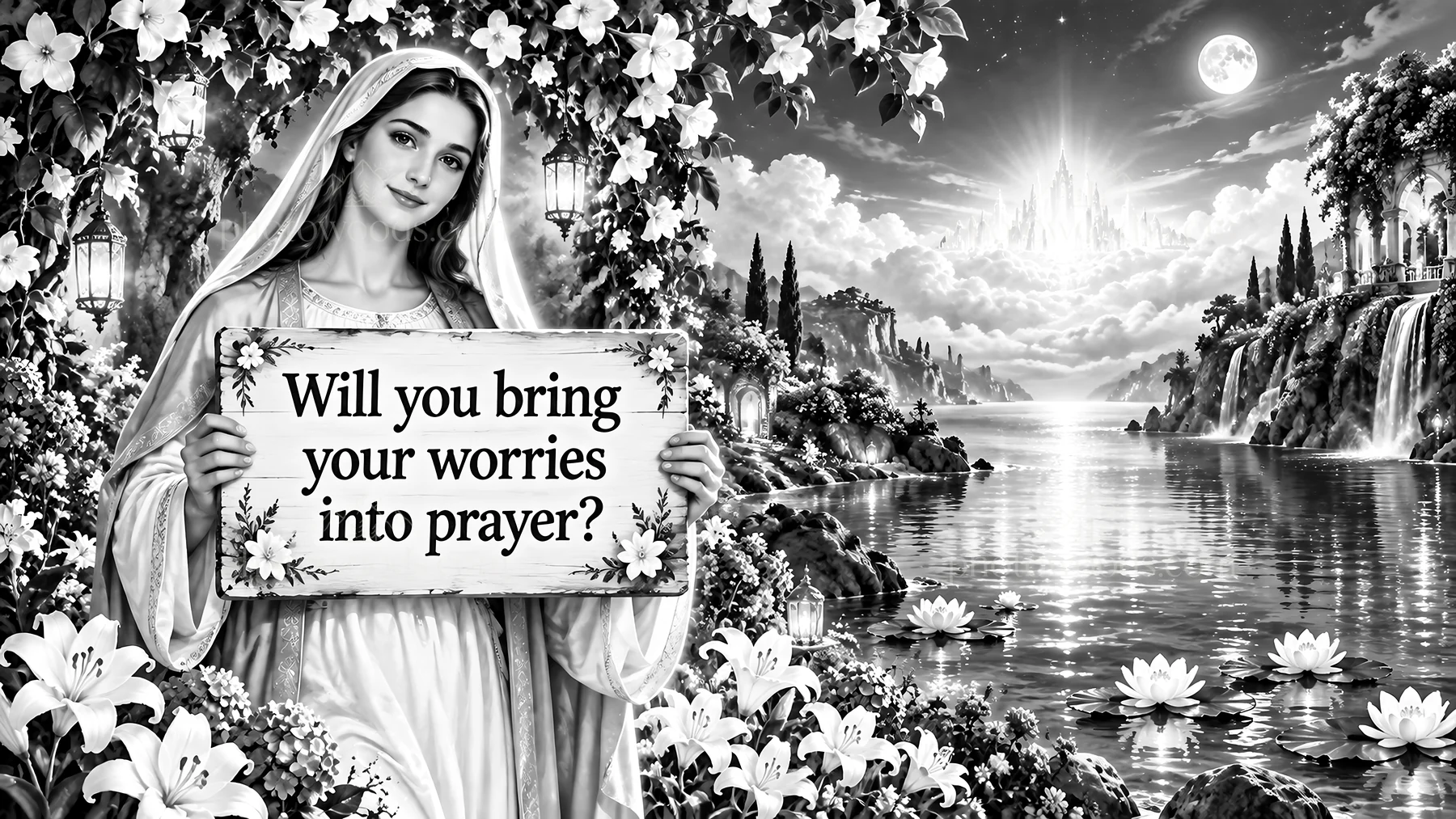 Jesus Christ invites you to bring your worries into prayer - AI-generated stock image