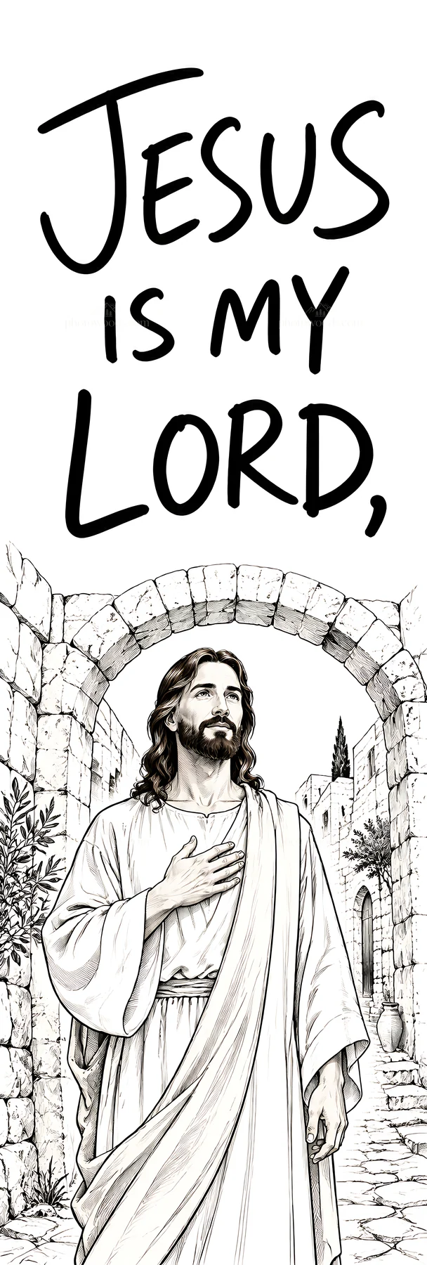 Jesus Christ walking in a village and saying he is my Lord - AI-generated stock image