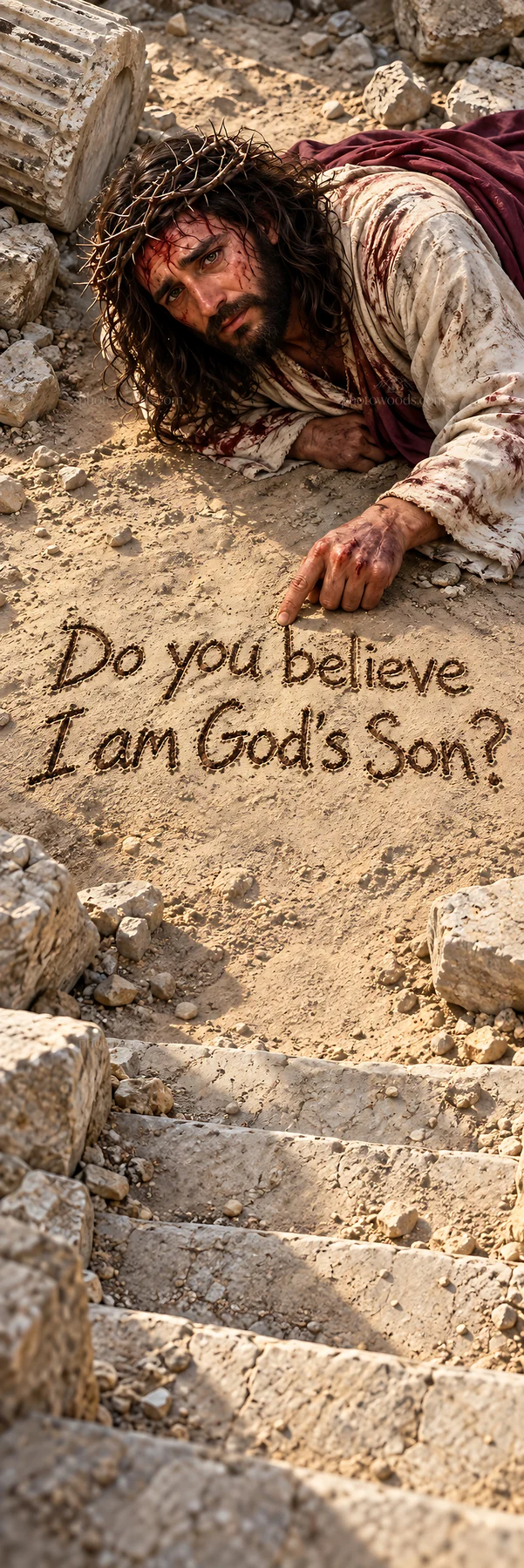 Jesus Christ asks, Do you believe I am God's Son? - AI-generated stock image