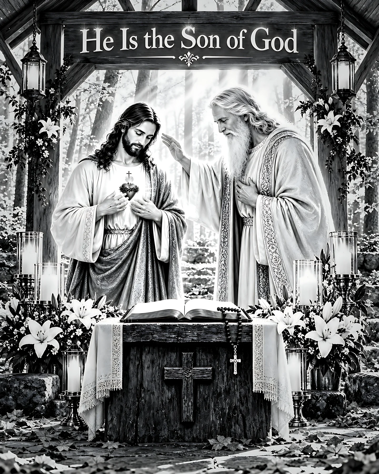 Comfort in the woodland chapel - AI-generated stock image