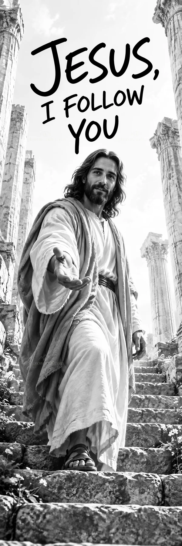 Jesus Christ offers a guiding hand - AI-generated stock image