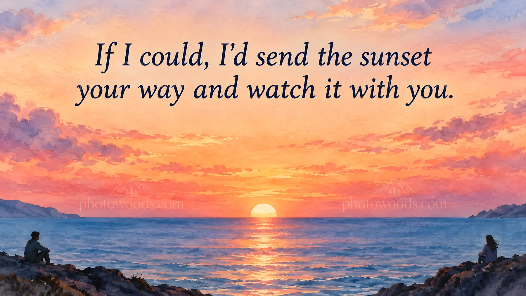 I Miss You Sunset Greeting Card - AI-generated stock image