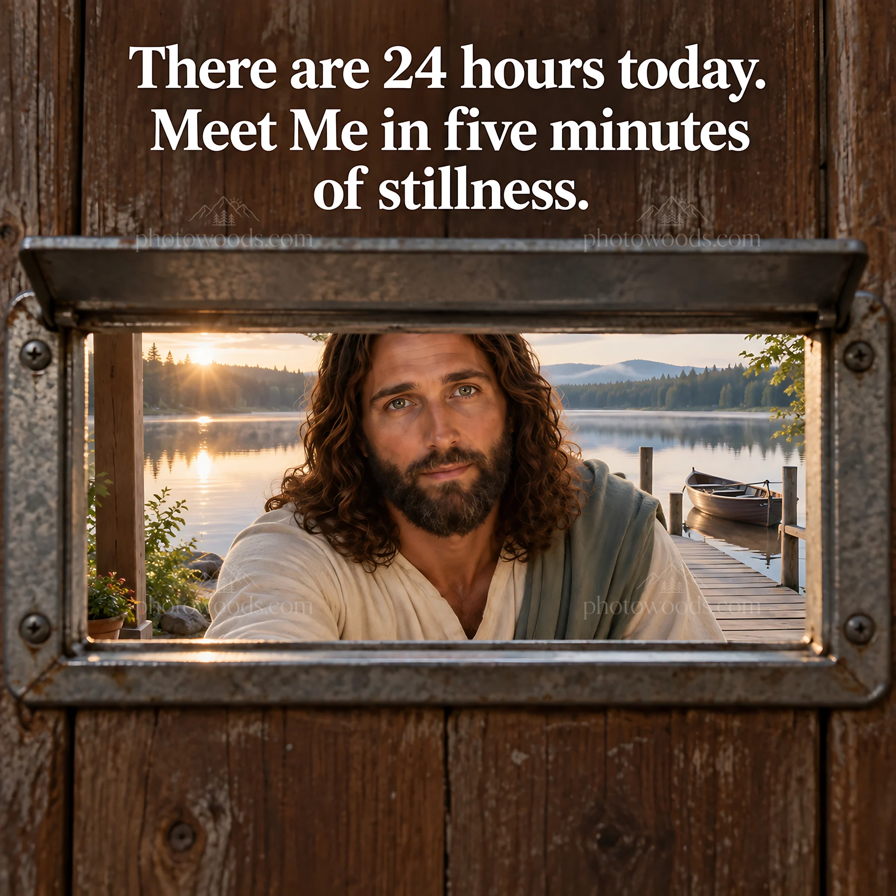 Jesus Christ inviting reflection in a moment of stillness - AI-generated stock image