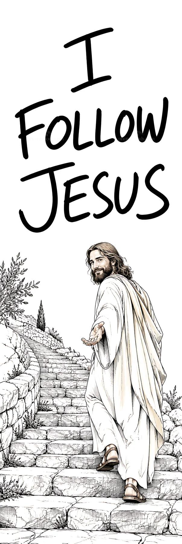 Jesus Christ leading the way on the path to faith - AI-generated stock image