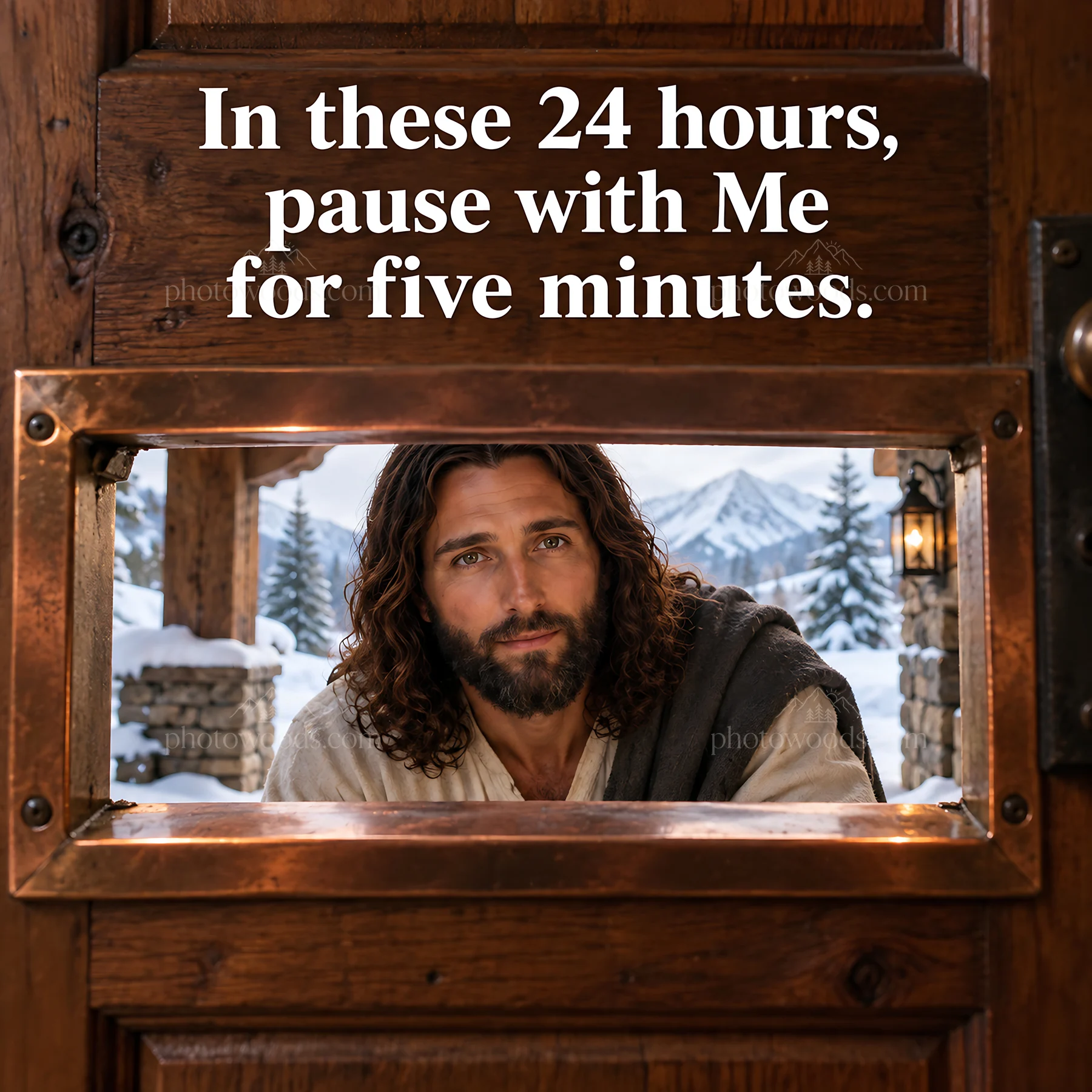 Jesus Christ invites reflection and connection through a door - AI-generated stock image