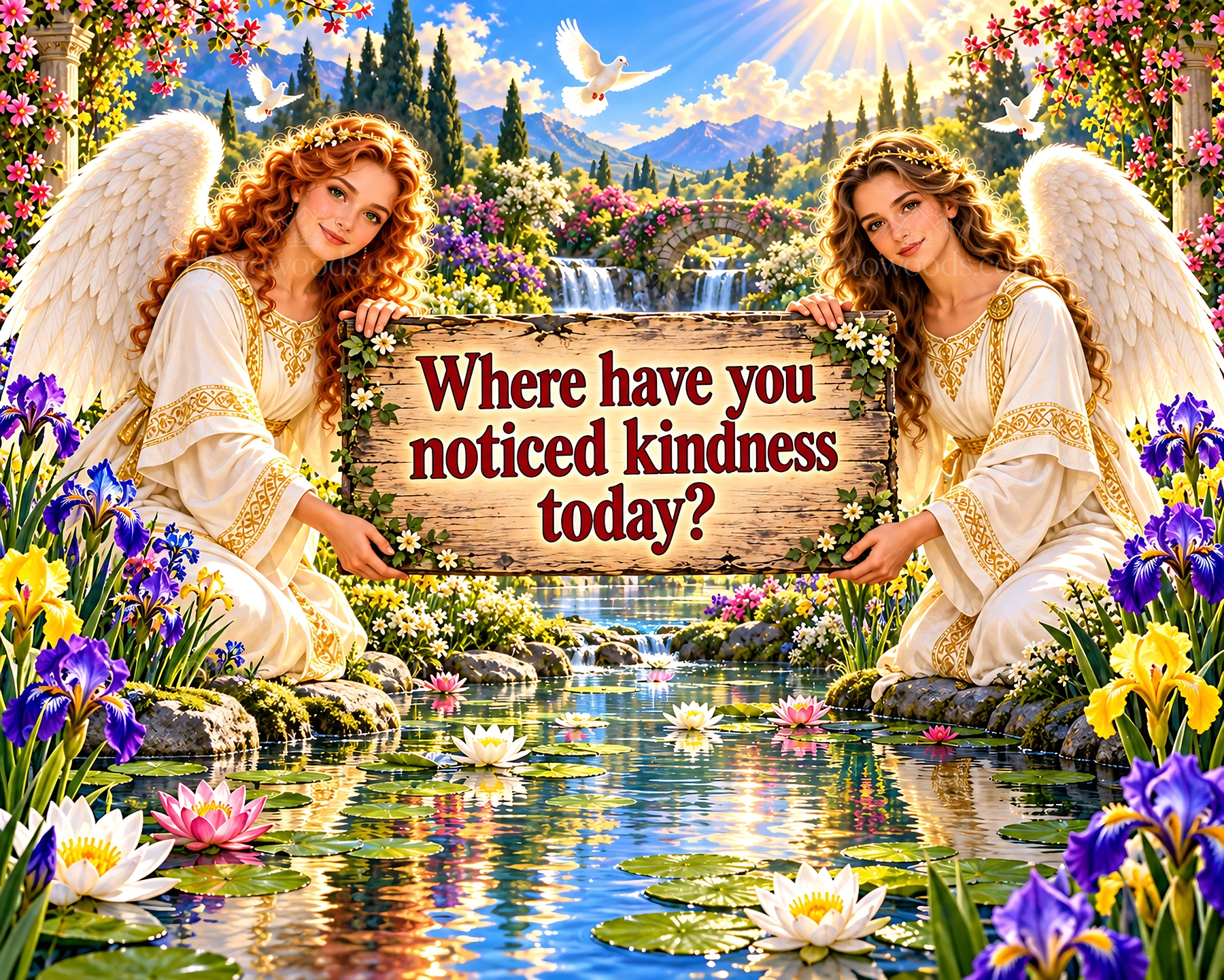 Jesus Christ and angels invite reflection on kindness - AI-generated stock image
