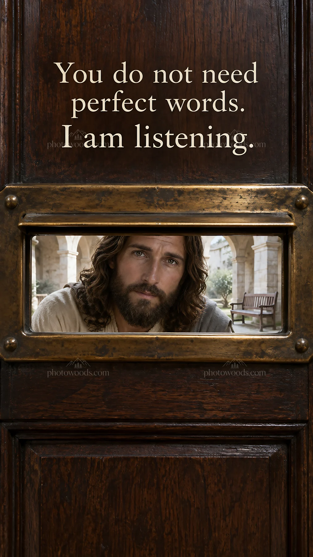 Jesus Christ provides comfort through a door - AI-generated stock image