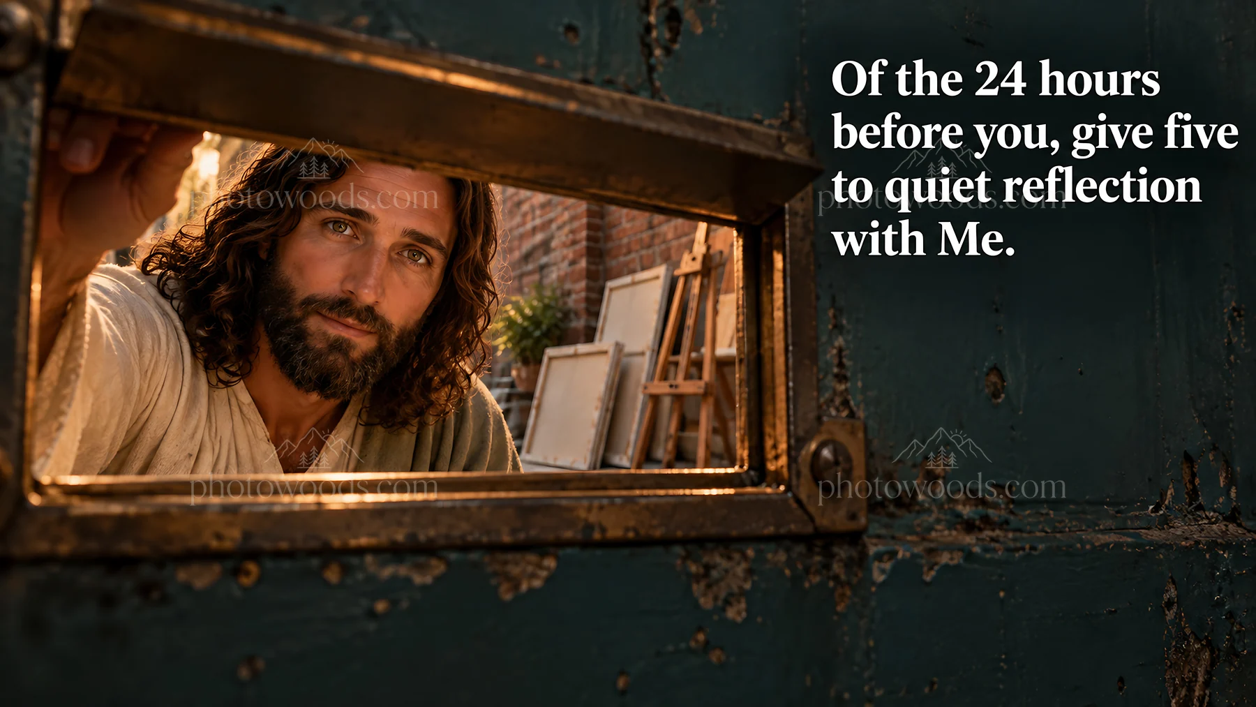 Jesus Christ invites reflection and connection with Him - AI-generated stock image