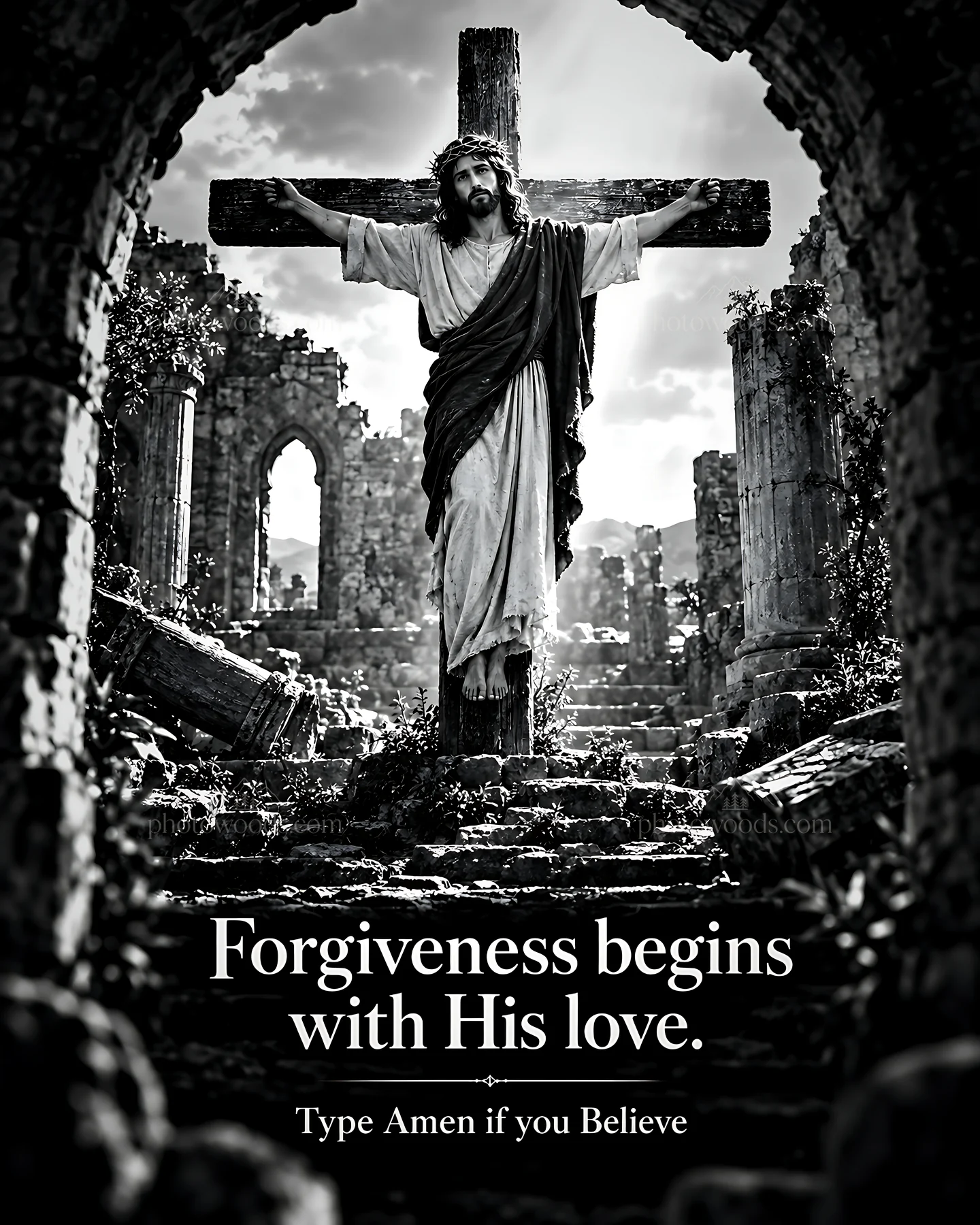 Forgiveness starts with love in a historic setting - AI-generated stock image