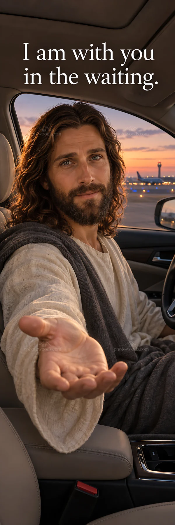 Jesus Christ offering comfort in the waiting - AI-generated stock image
