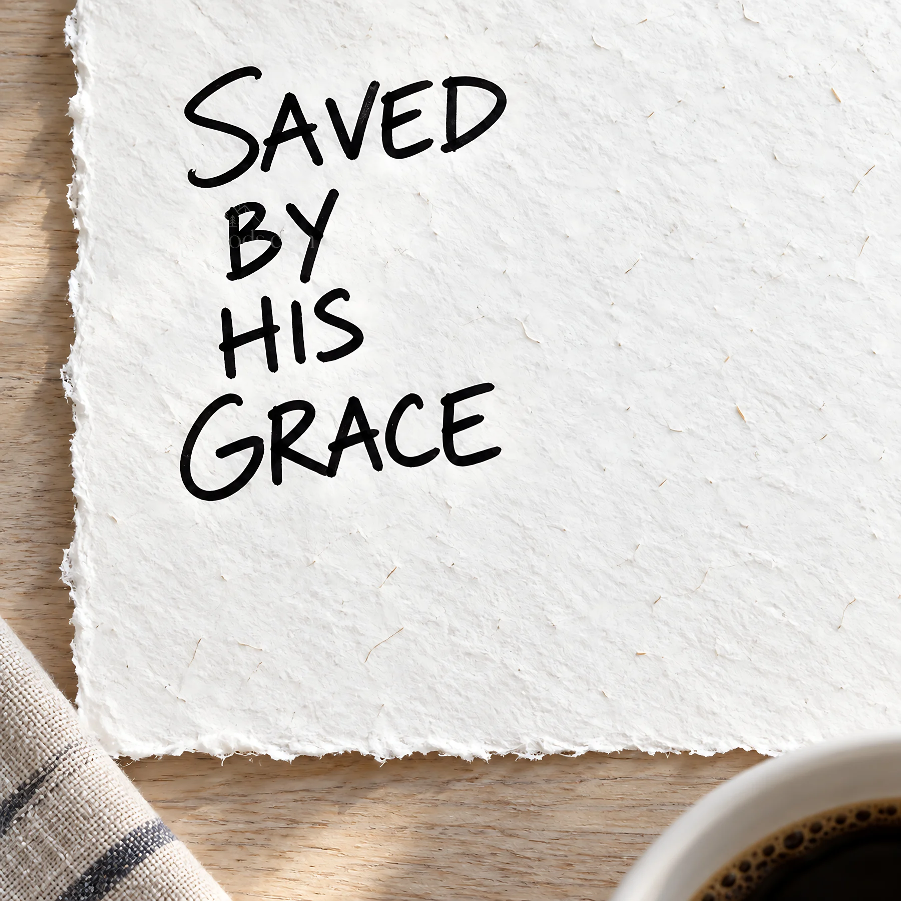 Jesus Christ saved by his grace message on paper - AI-generated stock image