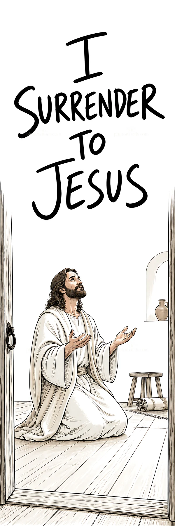 Jesus Christ in prayer and surrender - AI-generated stock image