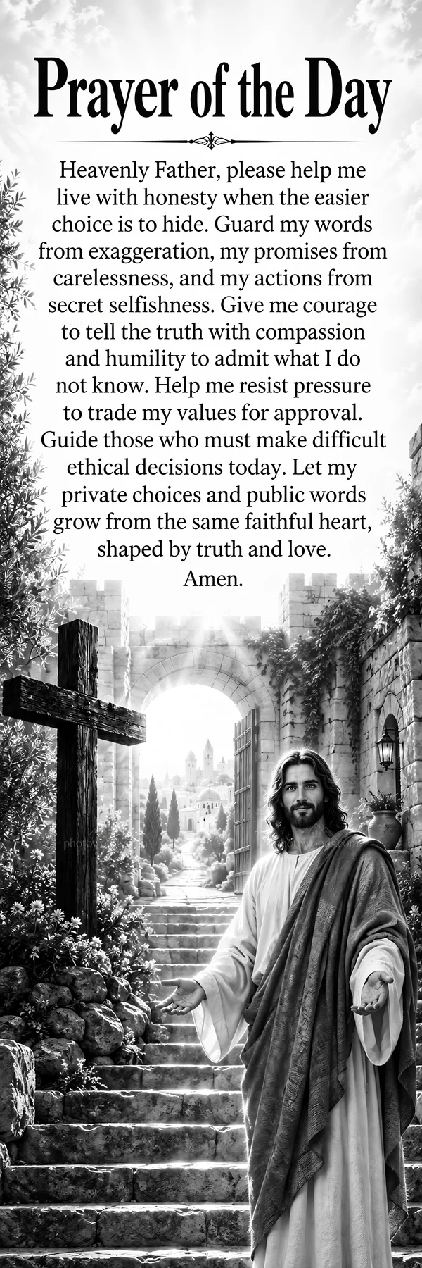 Jesus Christ praying for guidance and truth - AI-generated stock image