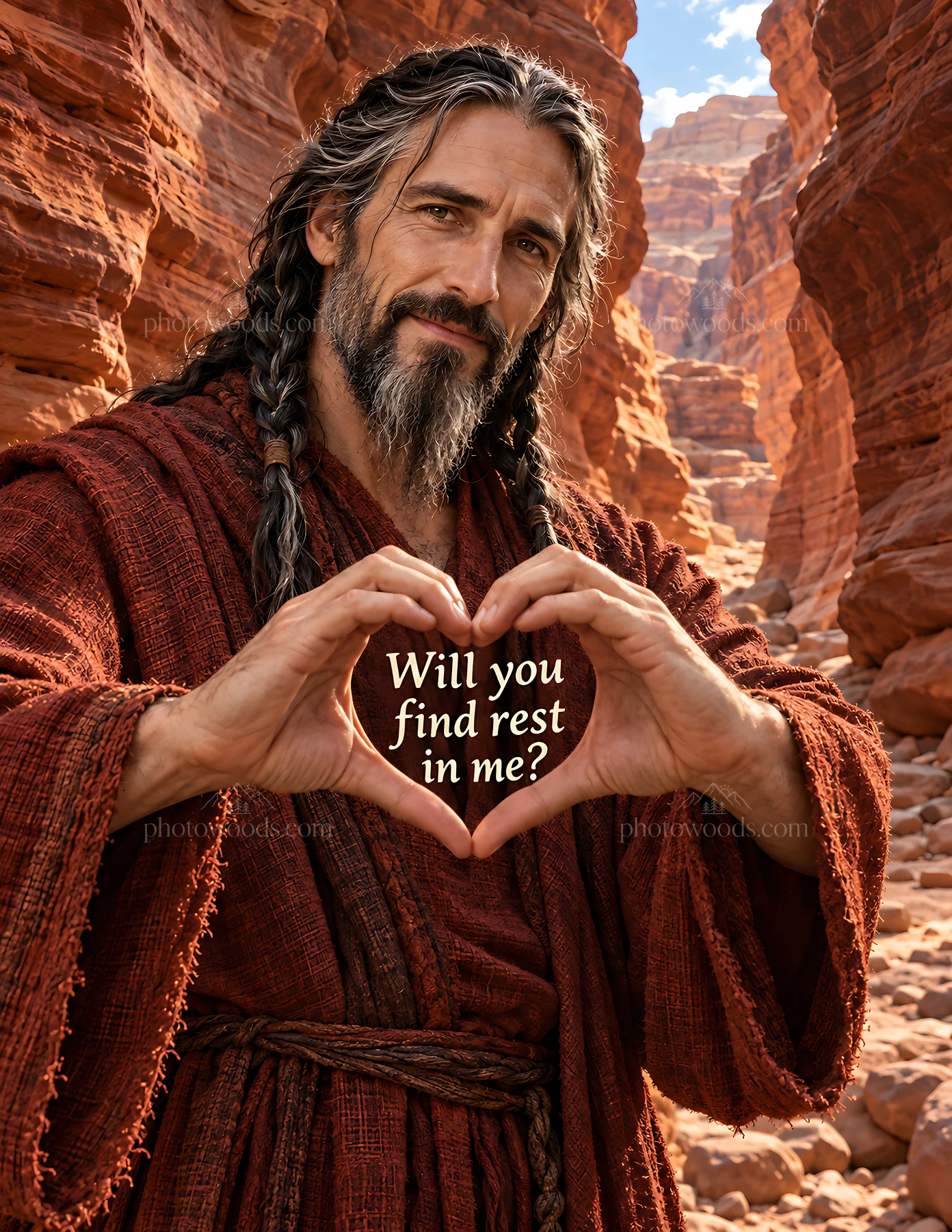 Shelter in the canyon offers a message of rest and comfort - AI-generated stock image