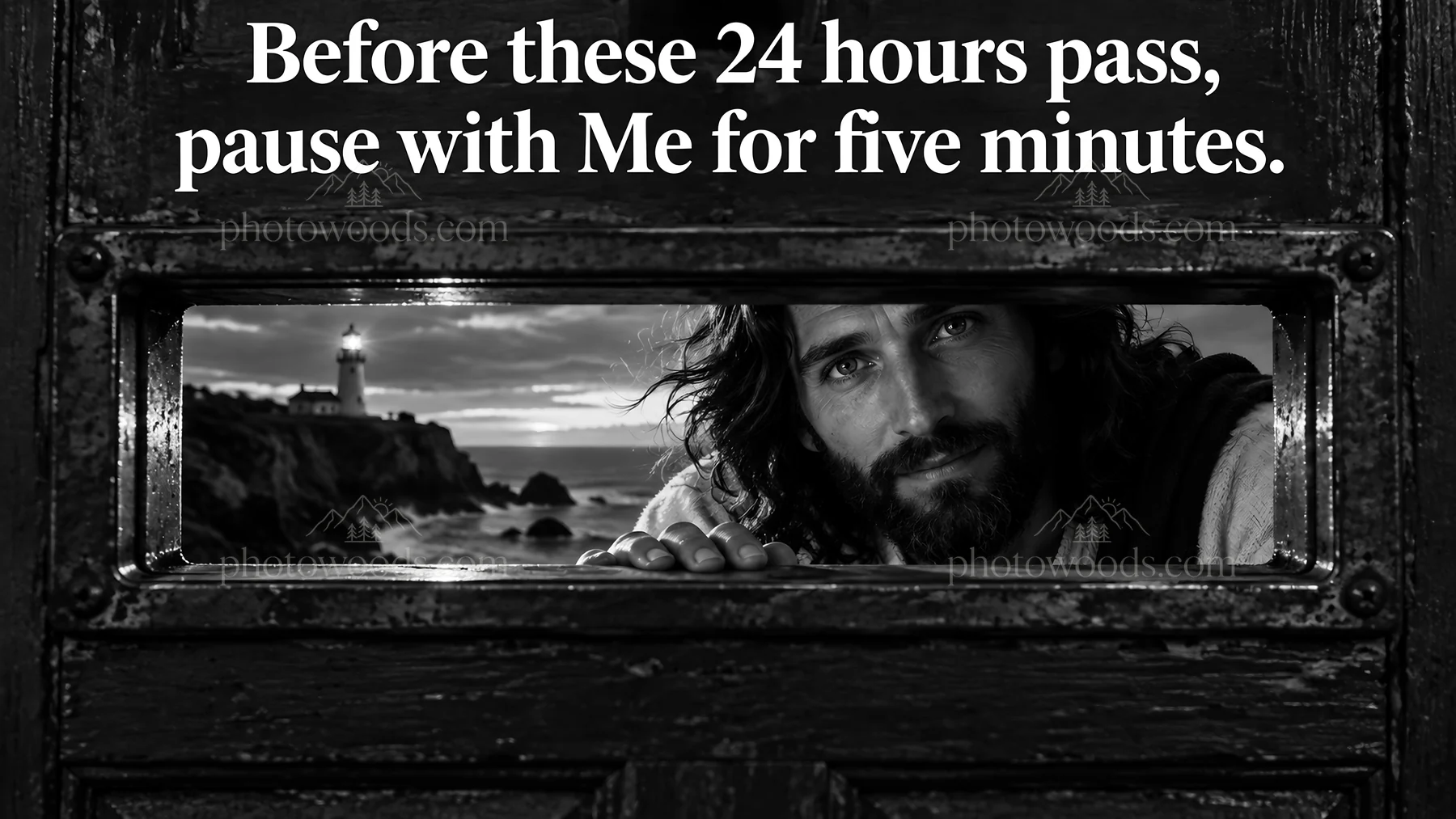 Jesus Christ invites to pause and reflect for five minutes - AI-generated stock image