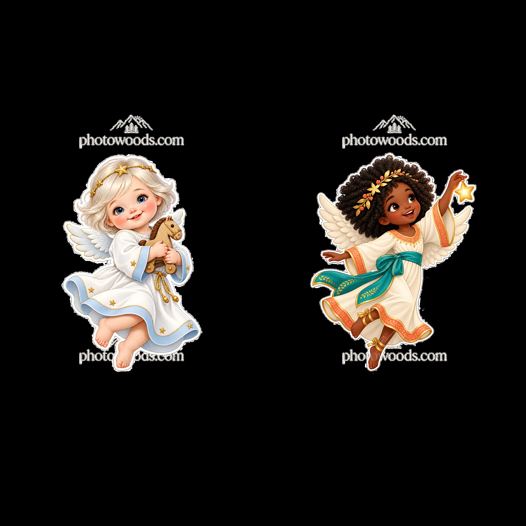 Christ Child with star and toy in transparent sticker design - AI-generated stock image