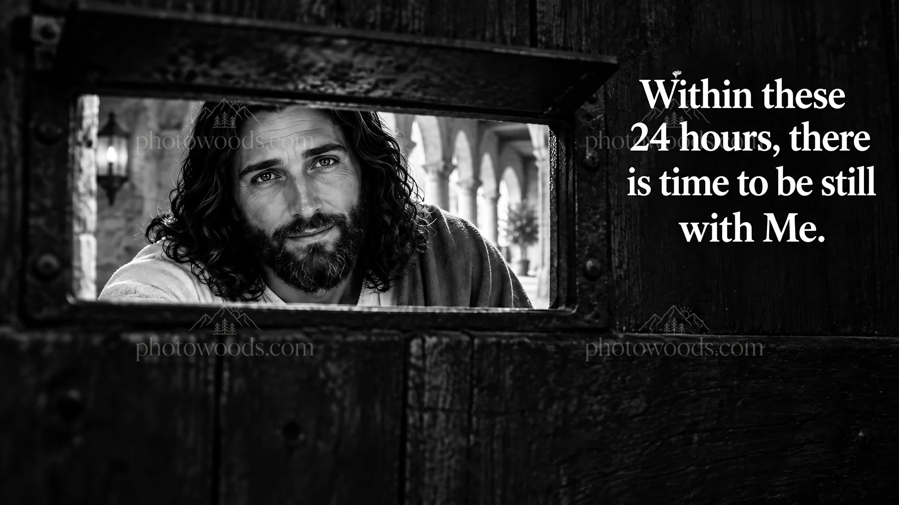 Jesus Christ invites stillness and reflection - AI-generated stock image