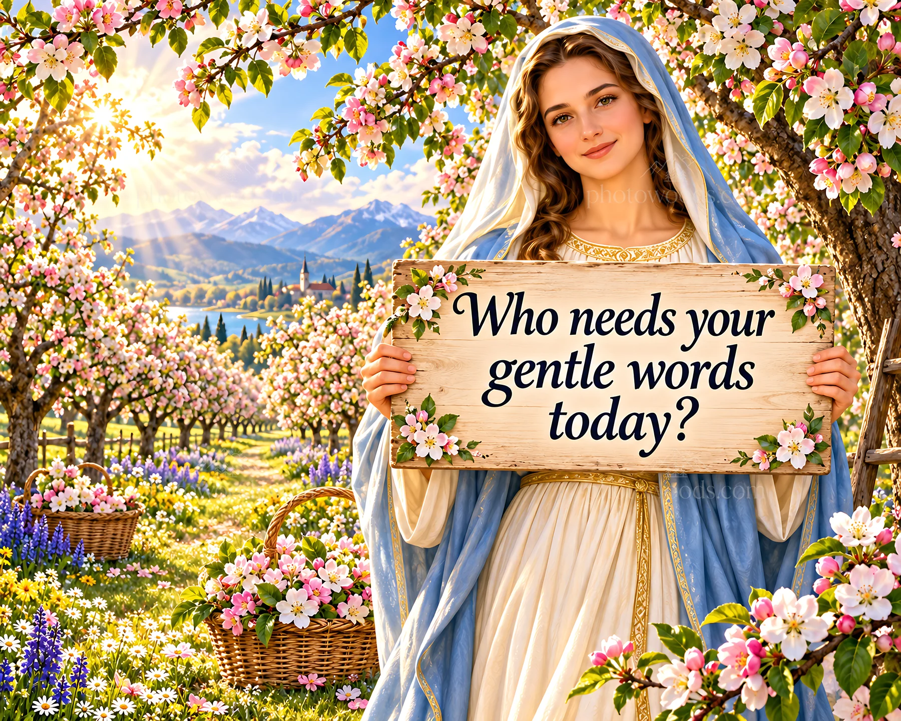 Jesus Christ speaks to those in need of gentle words - AI-generated stock image