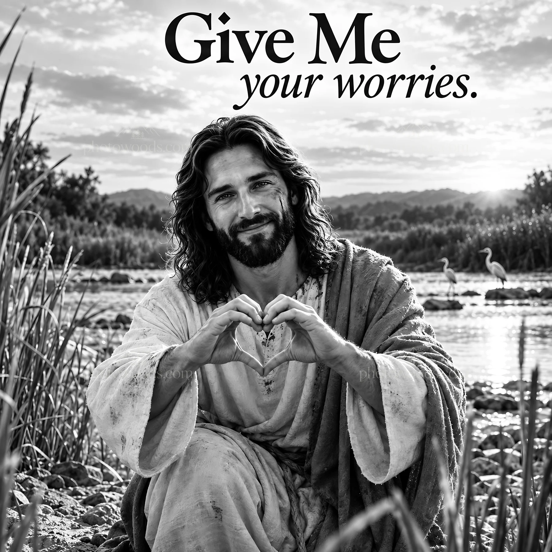 Jesus Christ invites you to share your worries - AI-generated stock image