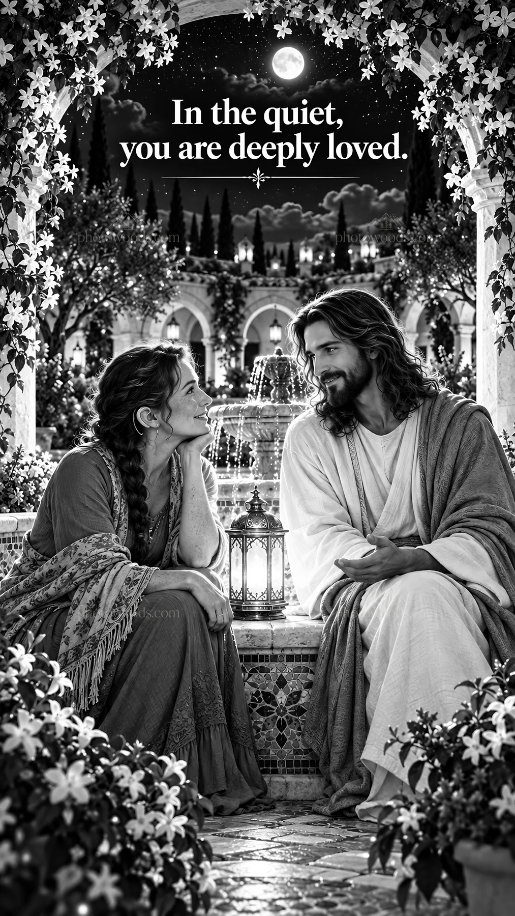 Jesus Christ sharing a moment of love and connection - AI-generated stock image