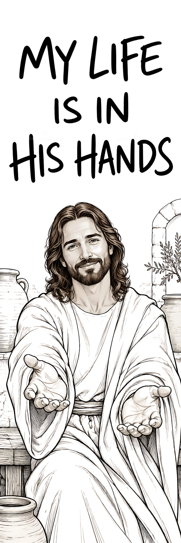 Jesus Christ offering comfort with open hands - AI-generated stock image