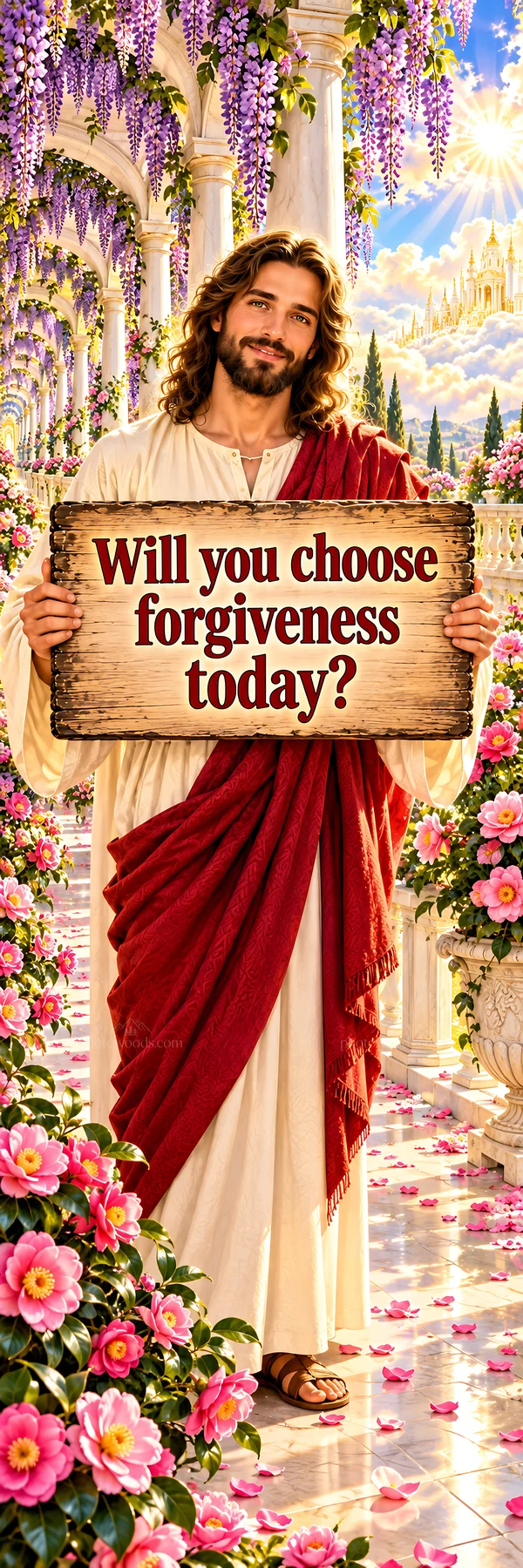 Jesus Christ welcoming with message of forgiveness - AI-generated stock image