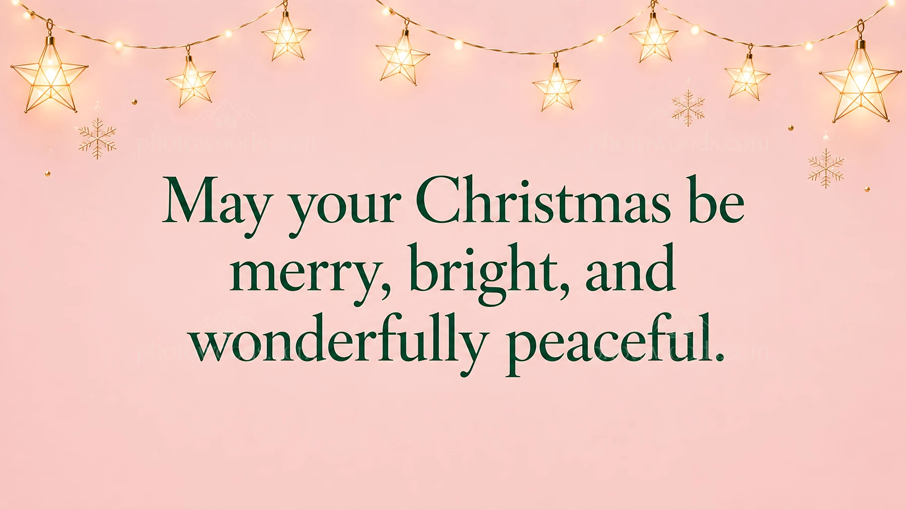 Peaceful Christmas Greeting with Golden Star Lights - AI-generated stock image