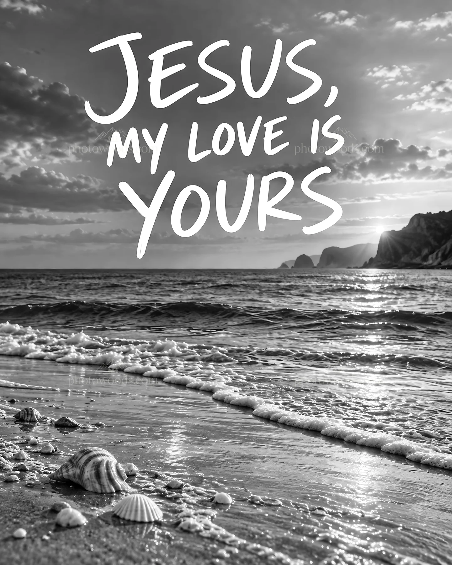 Jesus Christ, my love is yours by the sea - AI-generated stock image