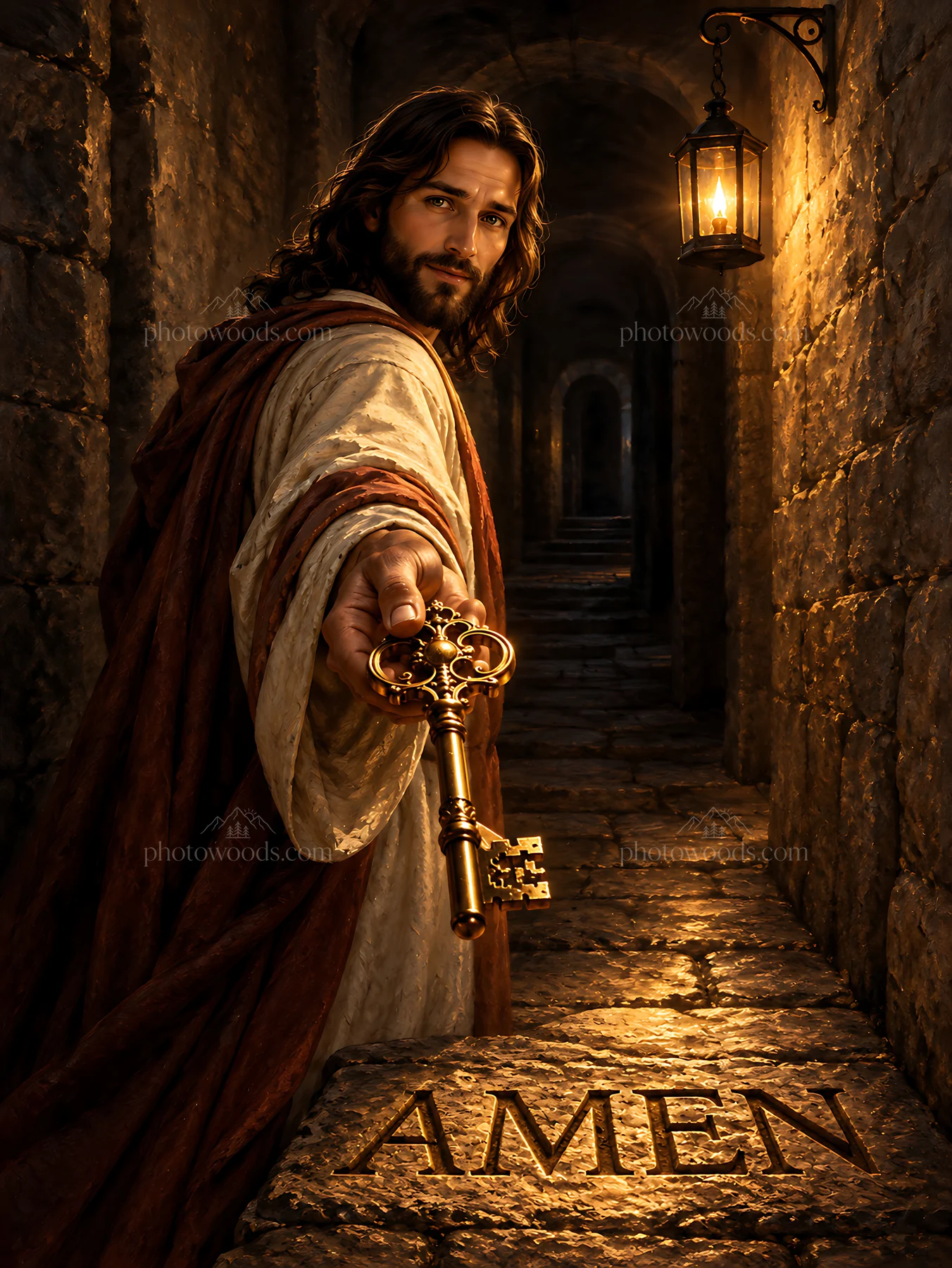 Key holder in the Lantern Passage offers guidance - AI-generated stock image