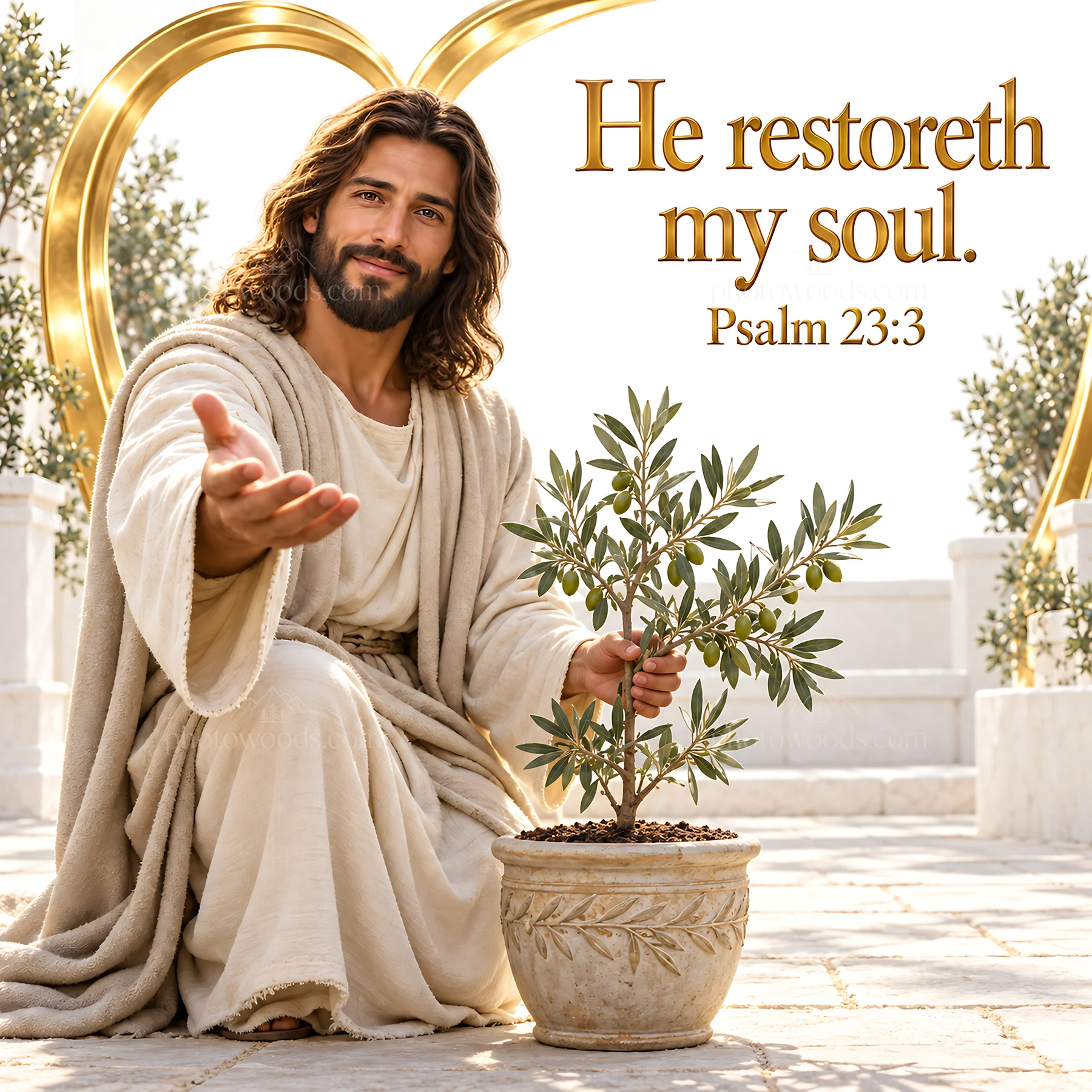 Jesus Christ welcomes, sharing comfort and restoration - AI-generated stock image