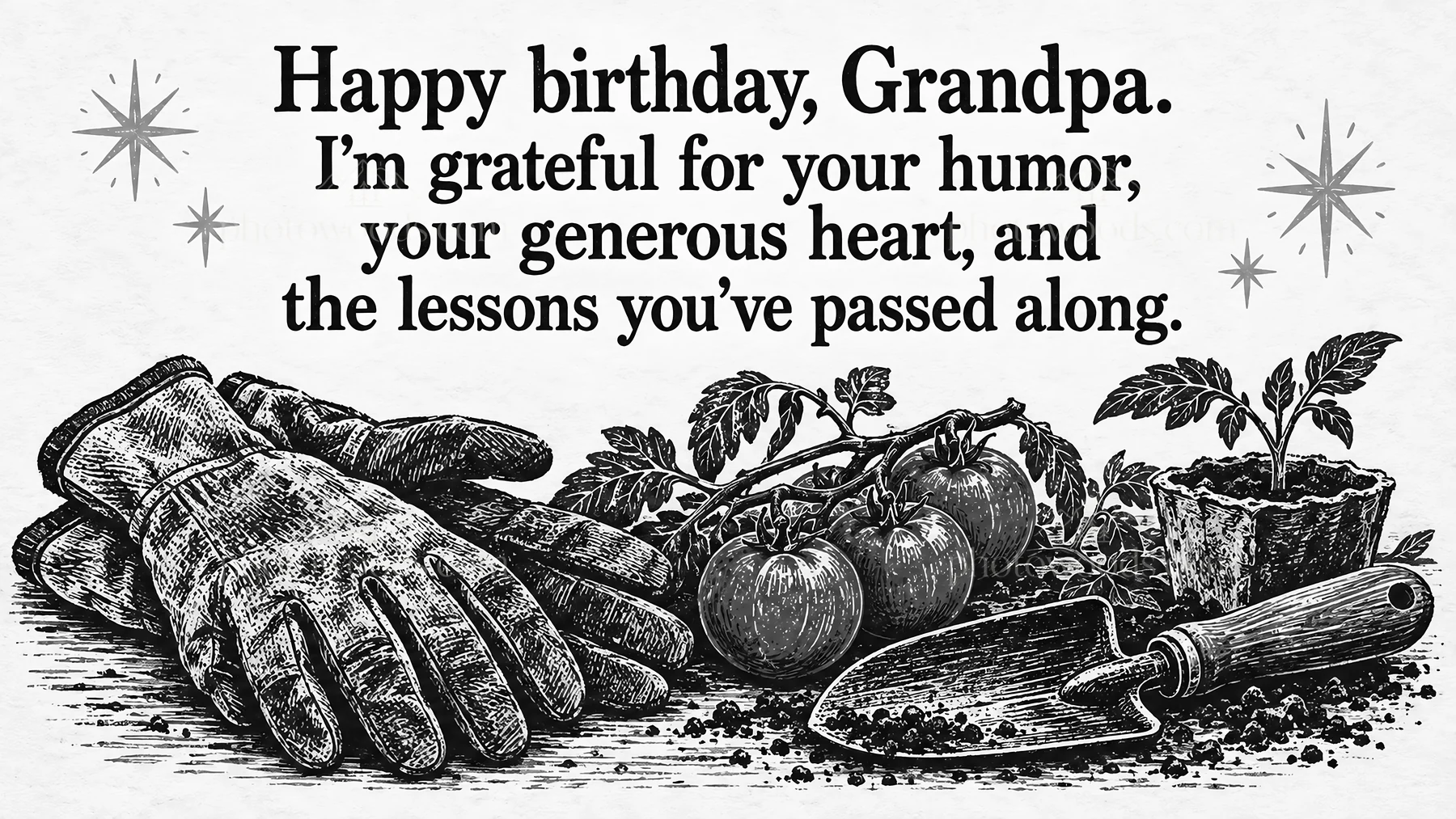 Monochrome Birthday Greeting for Grandpa - AI-generated stock image