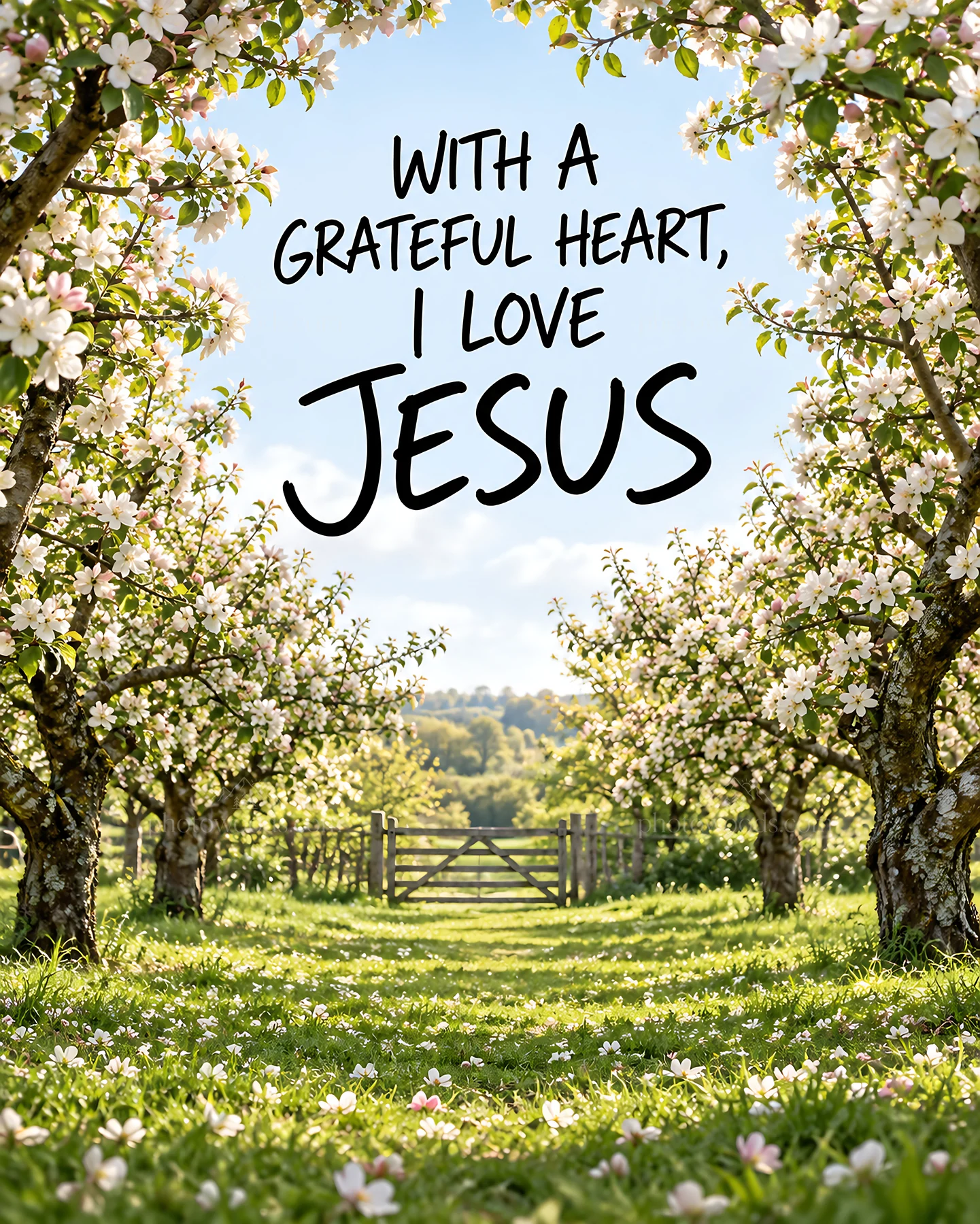 Jesus Christ in a beautiful flower garden - AI-generated stock image