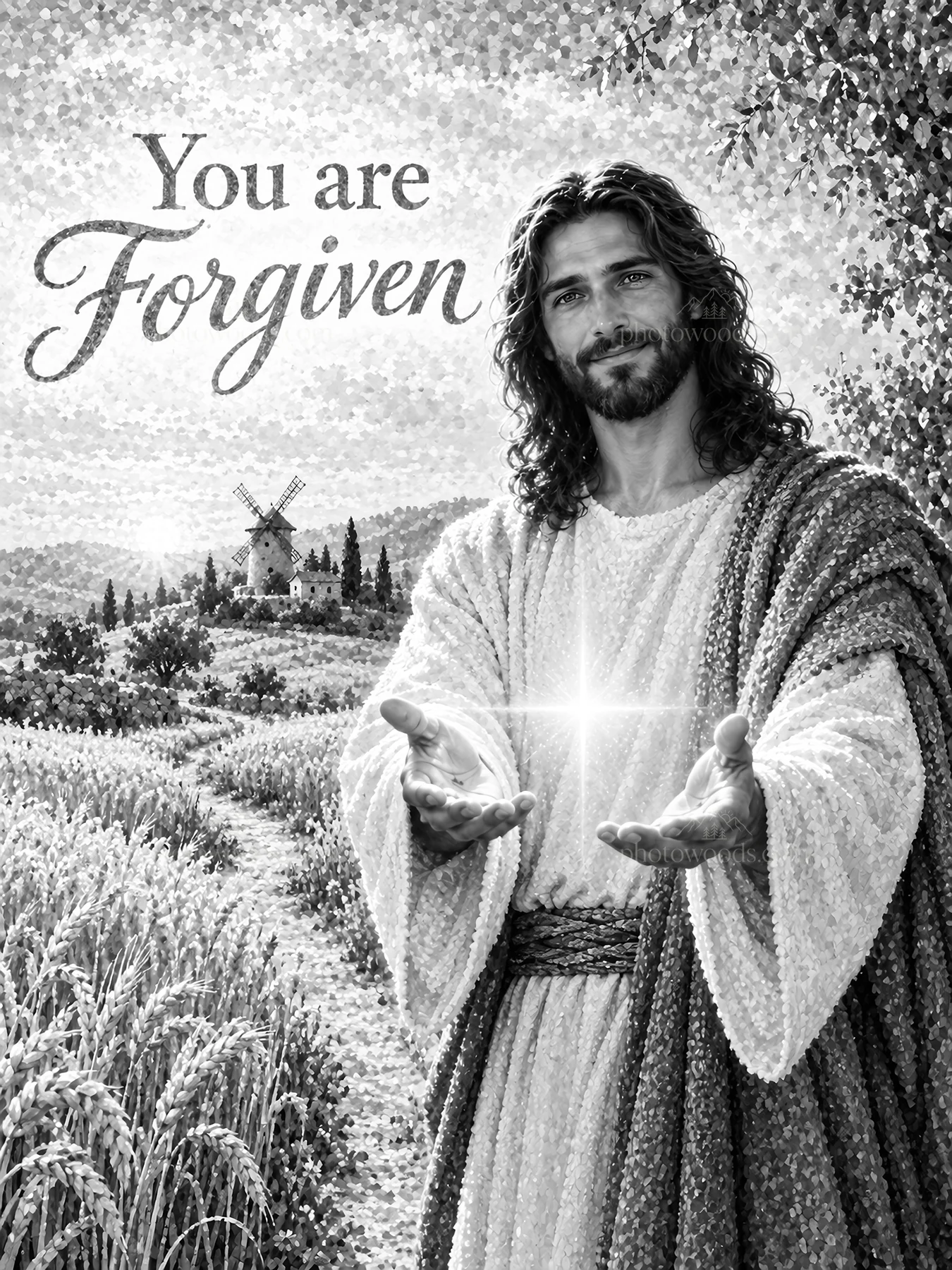 Jesus Christ offering forgiveness - AI-generated stock image