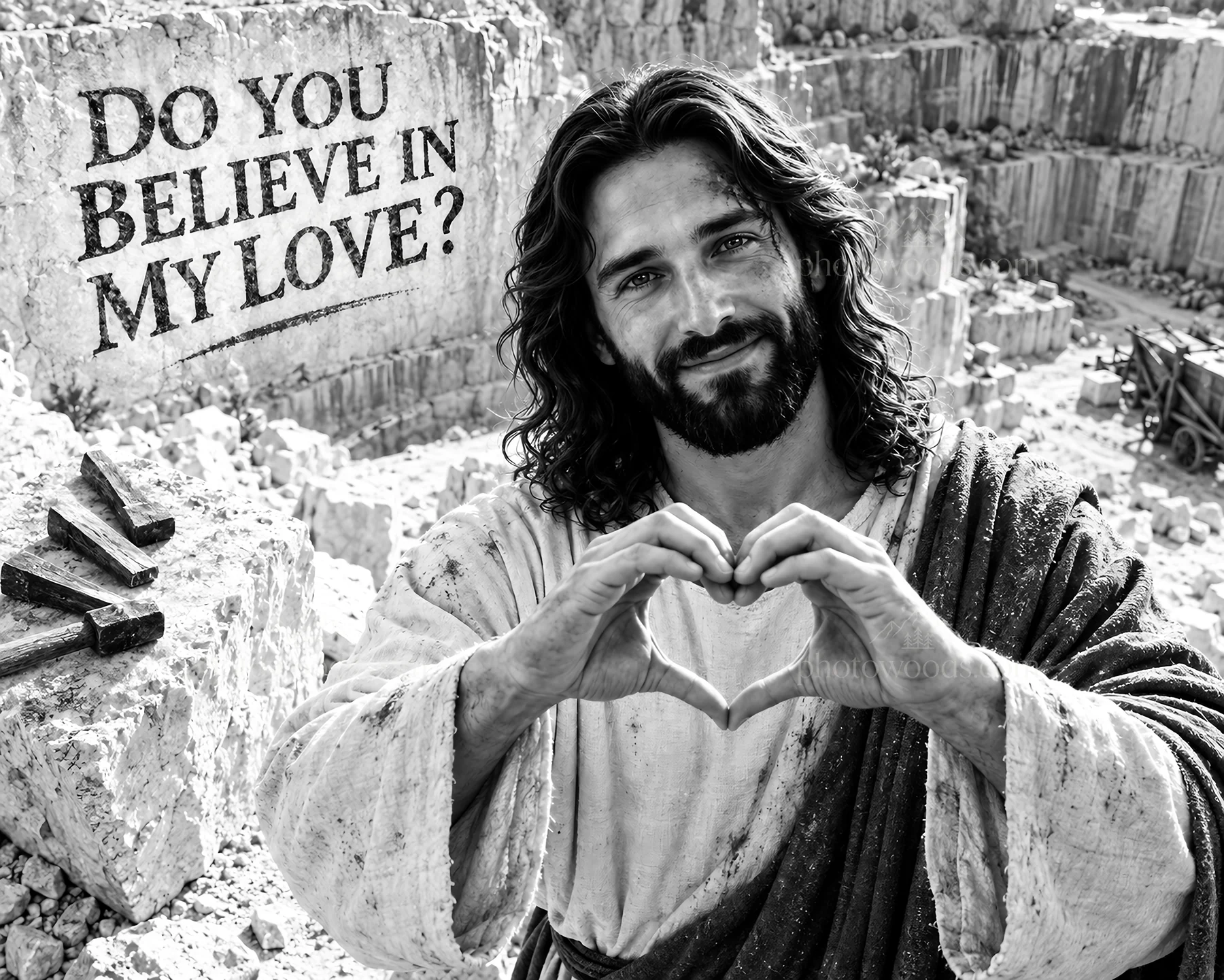 Jesus Christ asks, Do you believe in my love? - AI-generated stock image