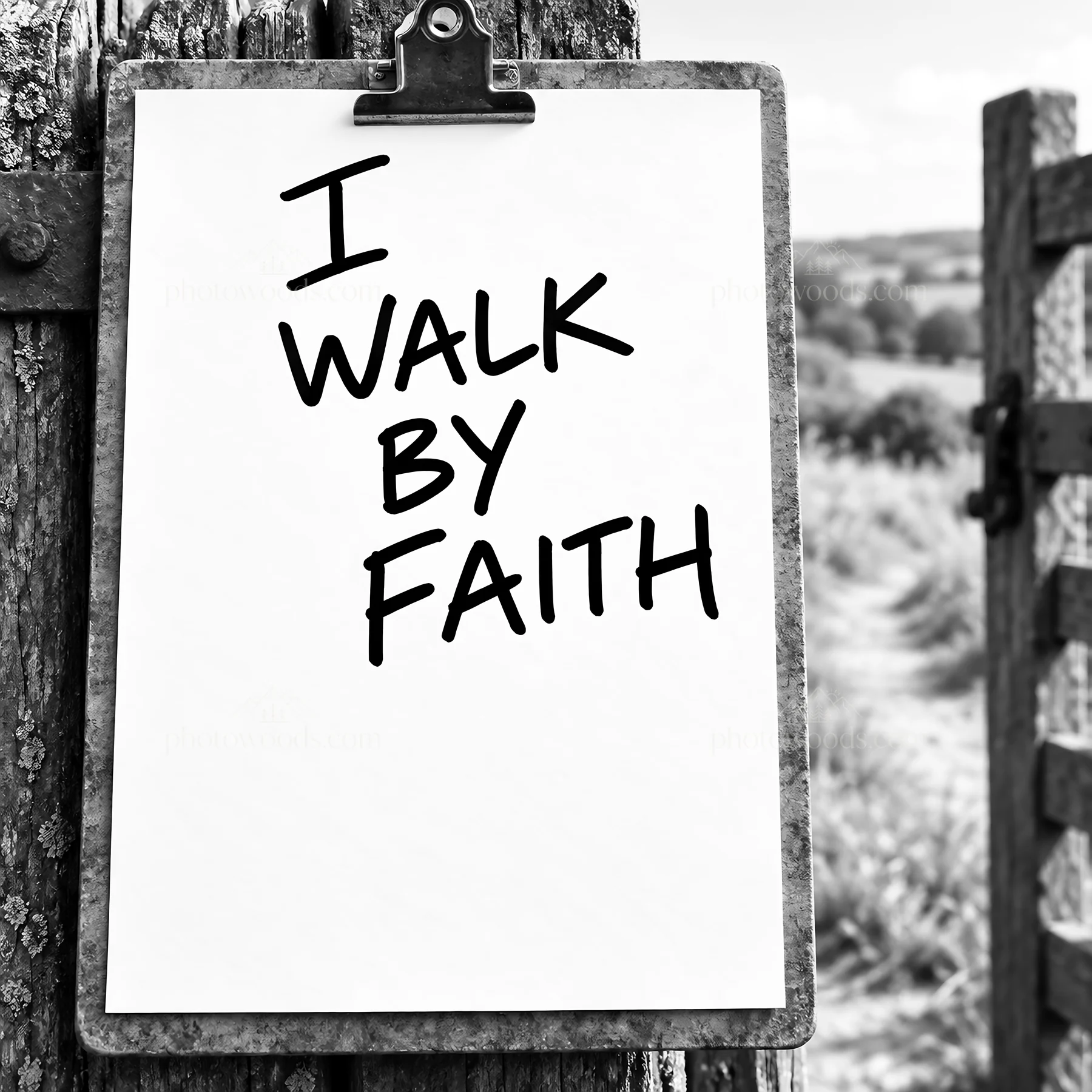 Jesus Christ walks with faith on a path - AI-generated stock image