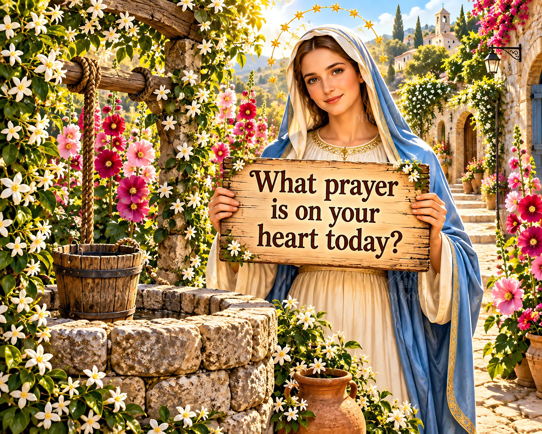 Jesus Christ offers guidance with a prayer invitation - AI-generated stock image