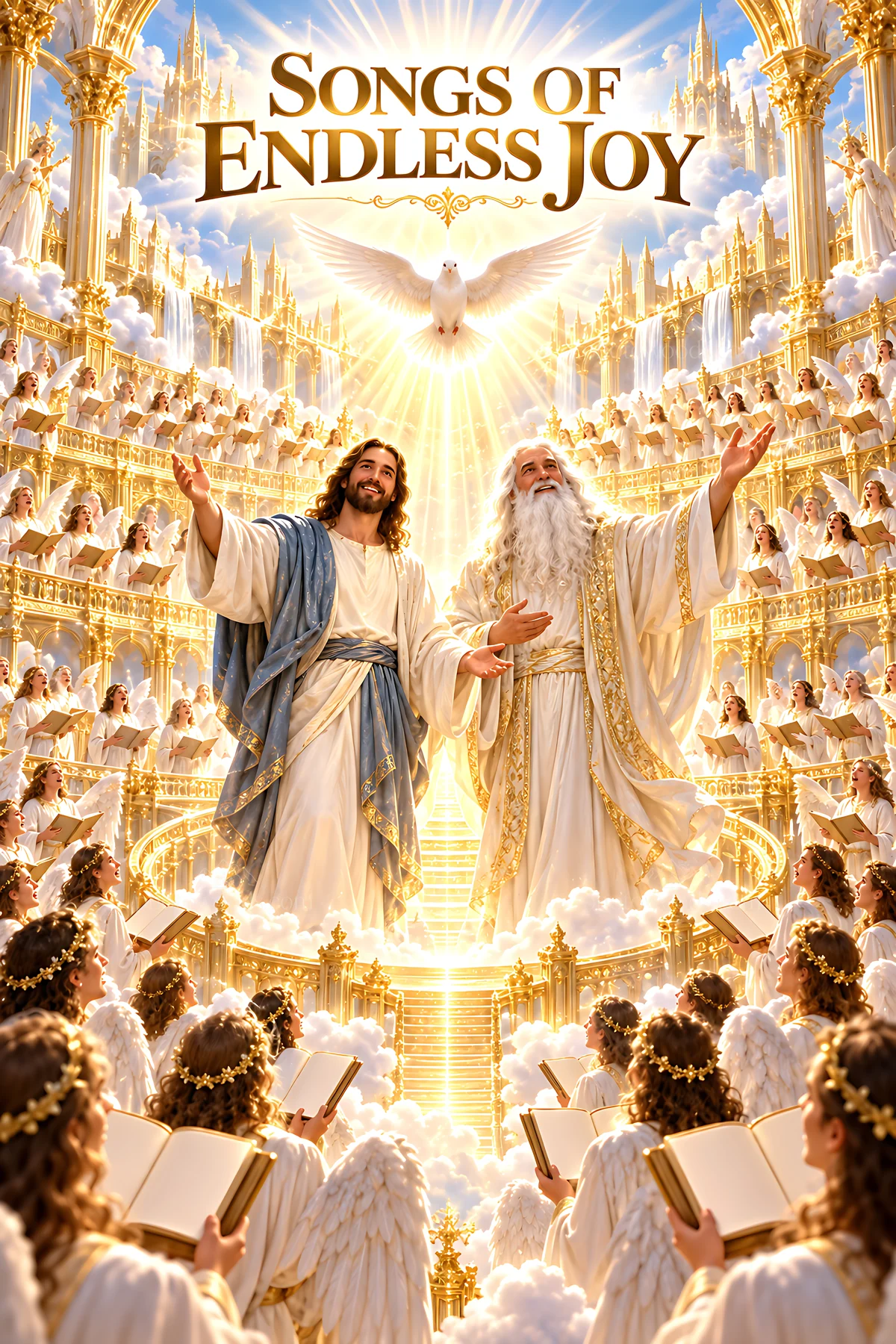 Songs of Endless Joy in a heavenly setting - AI-generated stock image