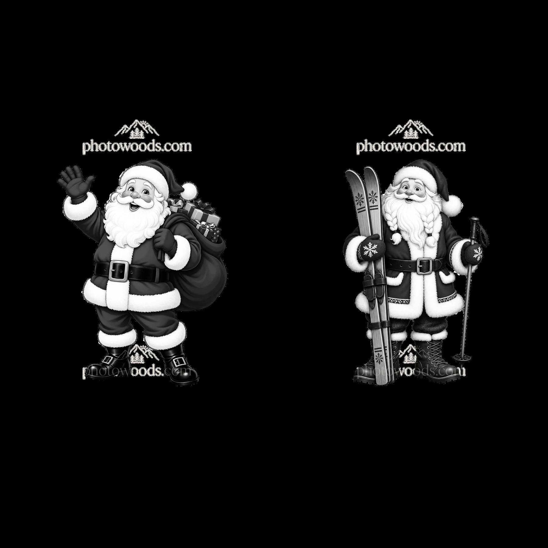 Monochrome two isolated cartoon figure stickers - AI-generated stock image