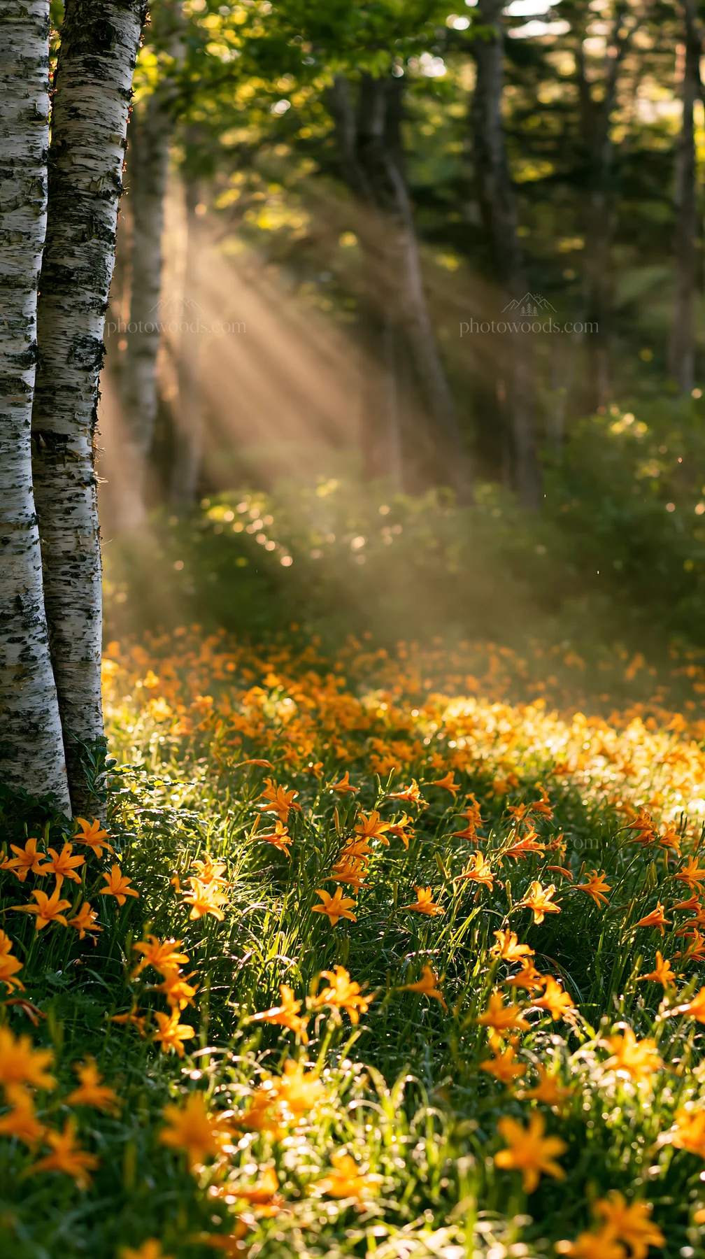 Sunlit daylily meadow at Kirigamine highland - AI-generated stock image