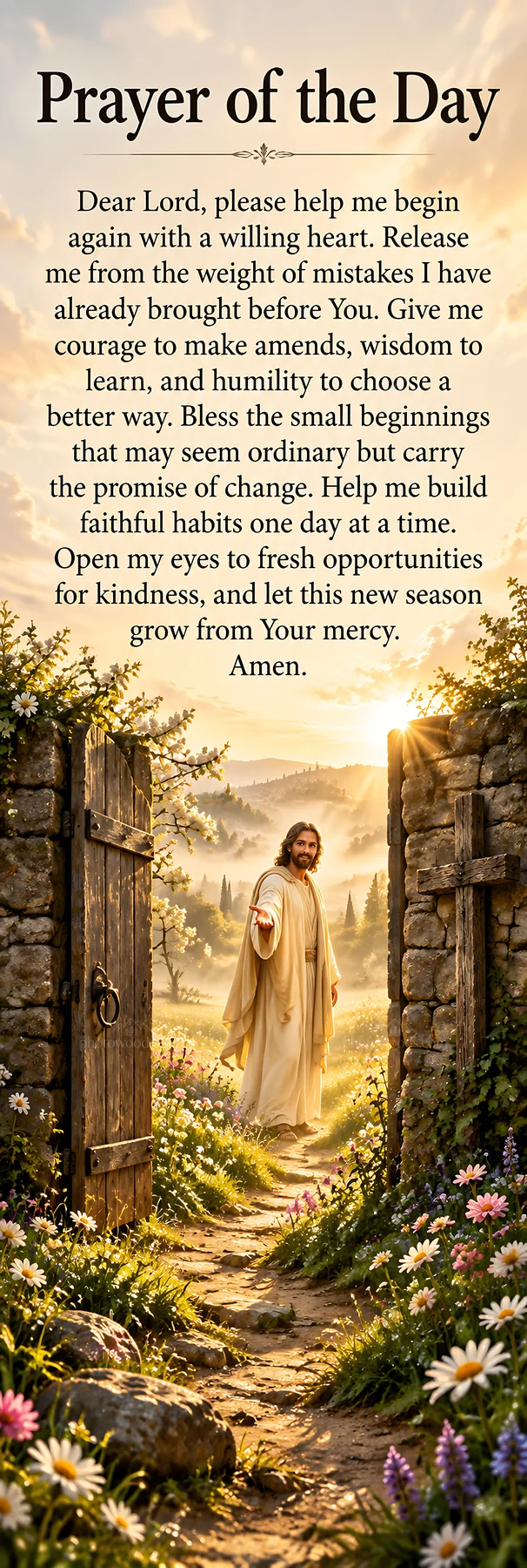 Jesus Christ offering a prayer for guidance and hope - AI-generated stock image