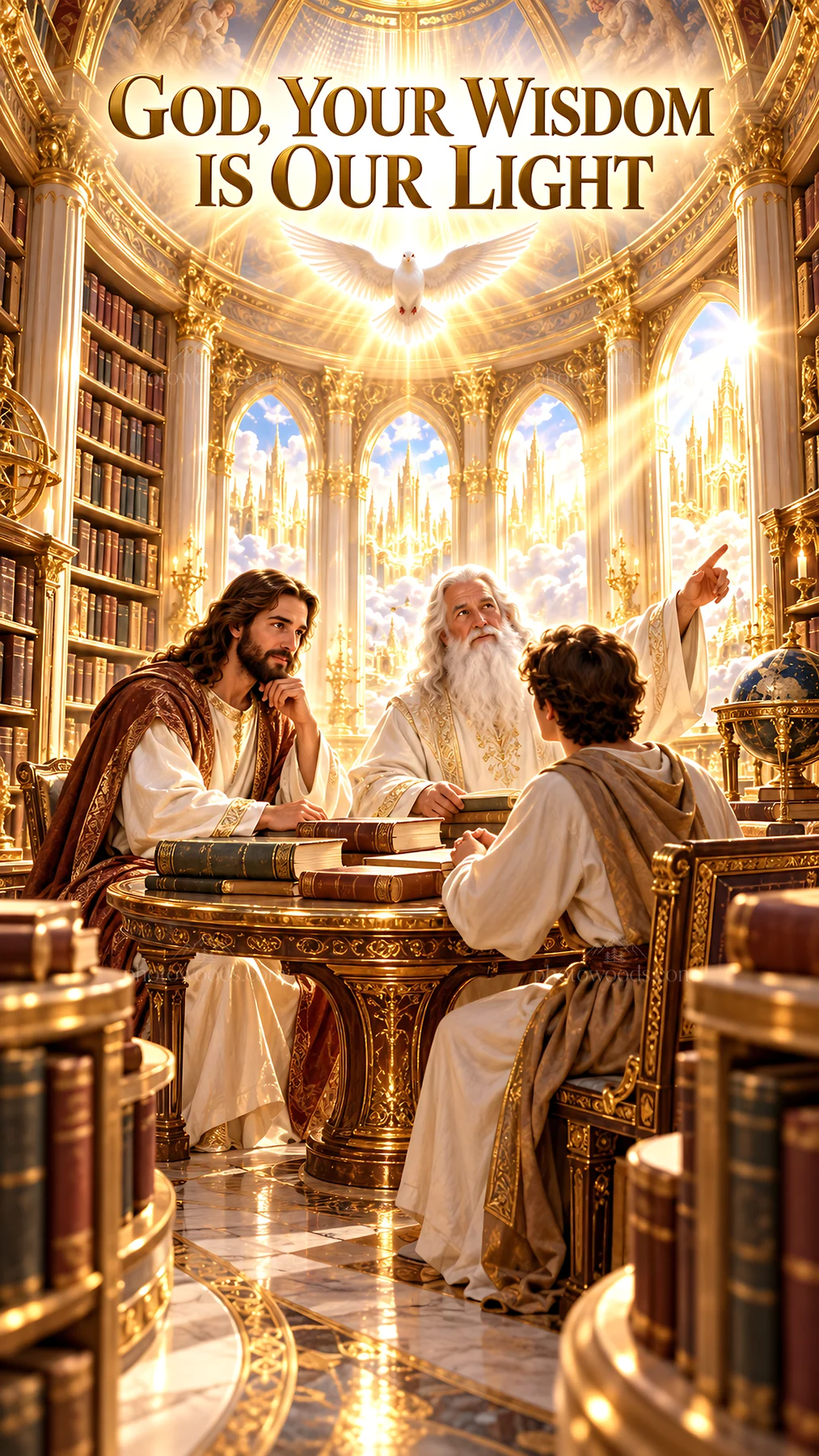 Jesus Christ teaches in a heavenly setting with divine presence - AI-generated stock image