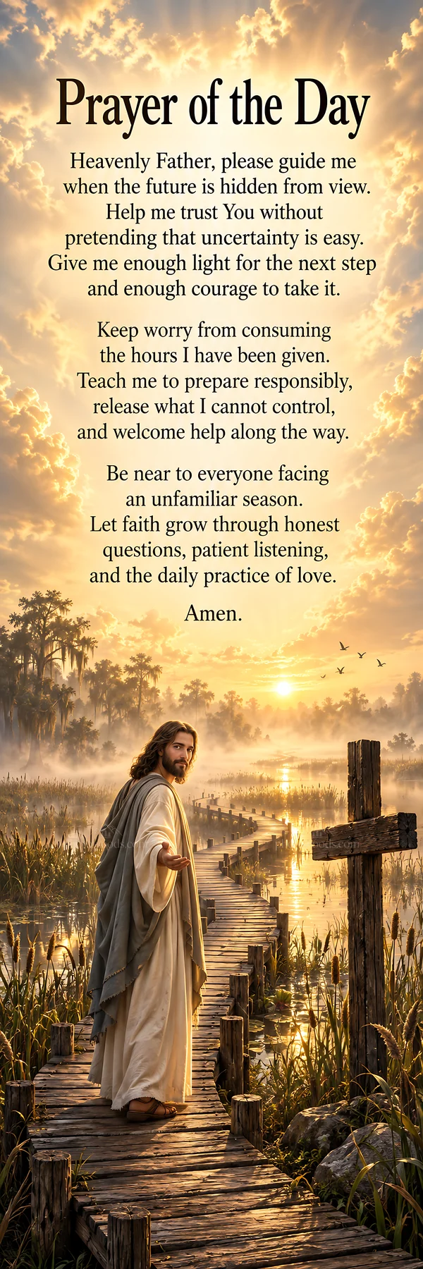 Jesus Christ guiding with a prayer for direction and comfort - AI-generated stock image
