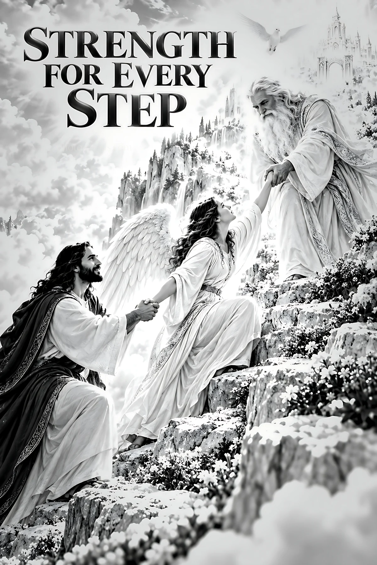 Strength for every step in a dramatic scene - AI-generated stock image
