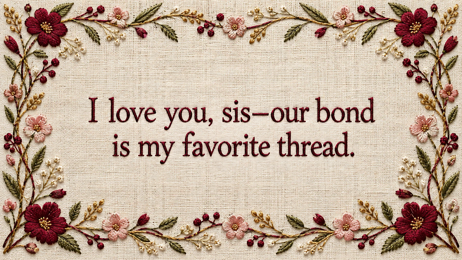 Love You, Sis Floral Greeting Card - AI-generated stock image