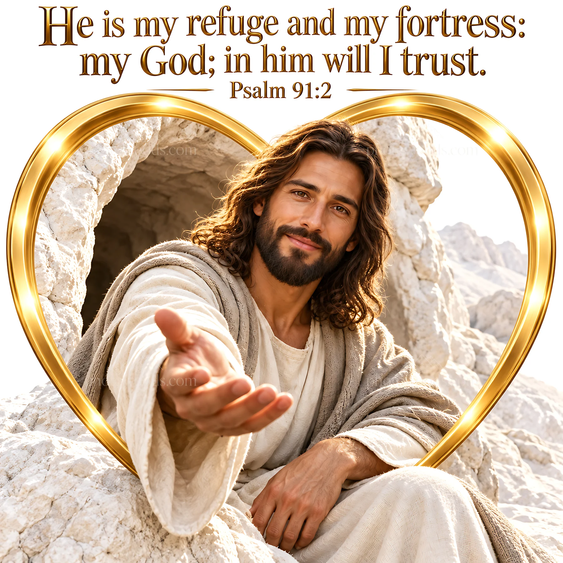 Jesus Christ offering comfort in a welcoming scene - AI-generated stock image