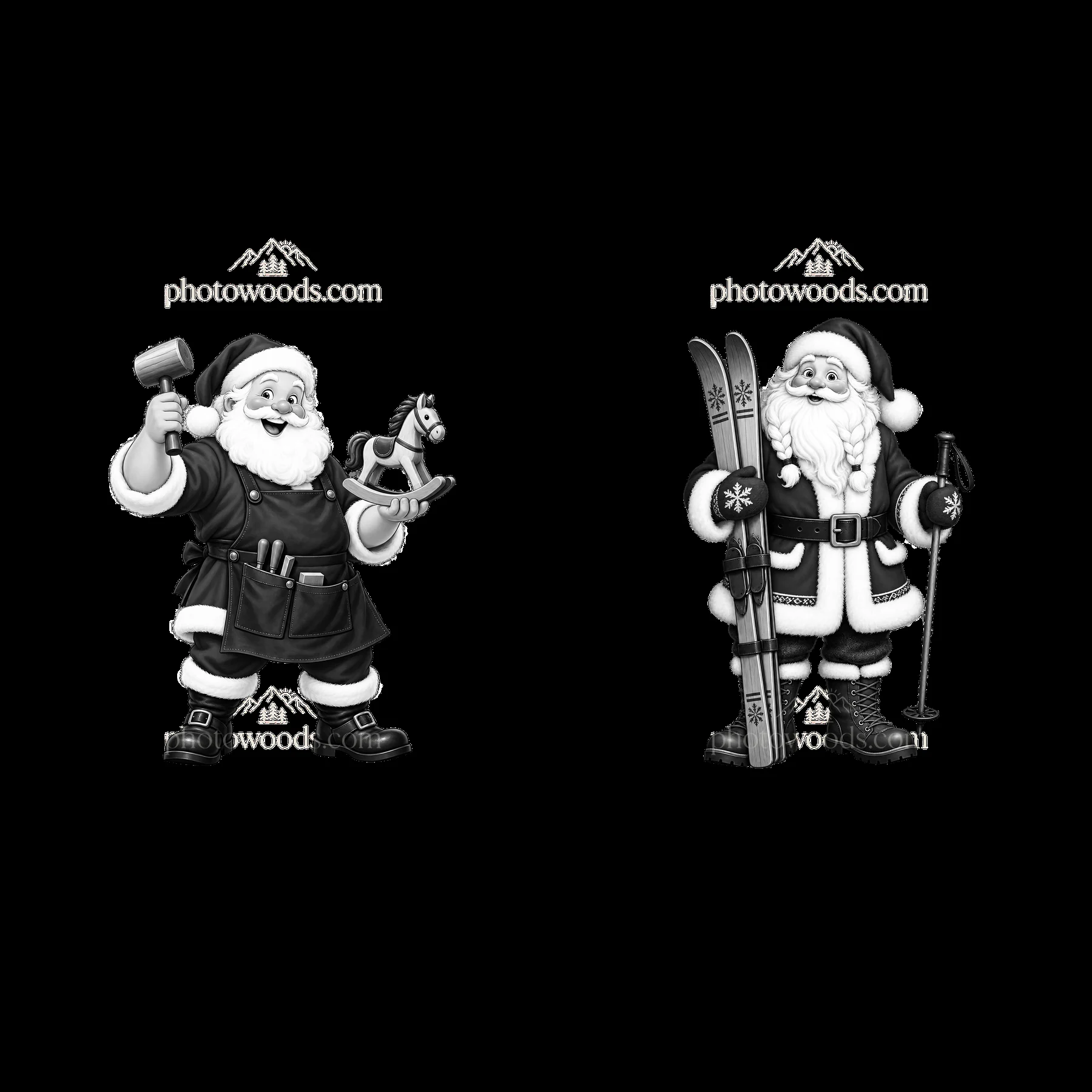 Monochrome two isolated cartoon figure stickers - AI-generated stock image