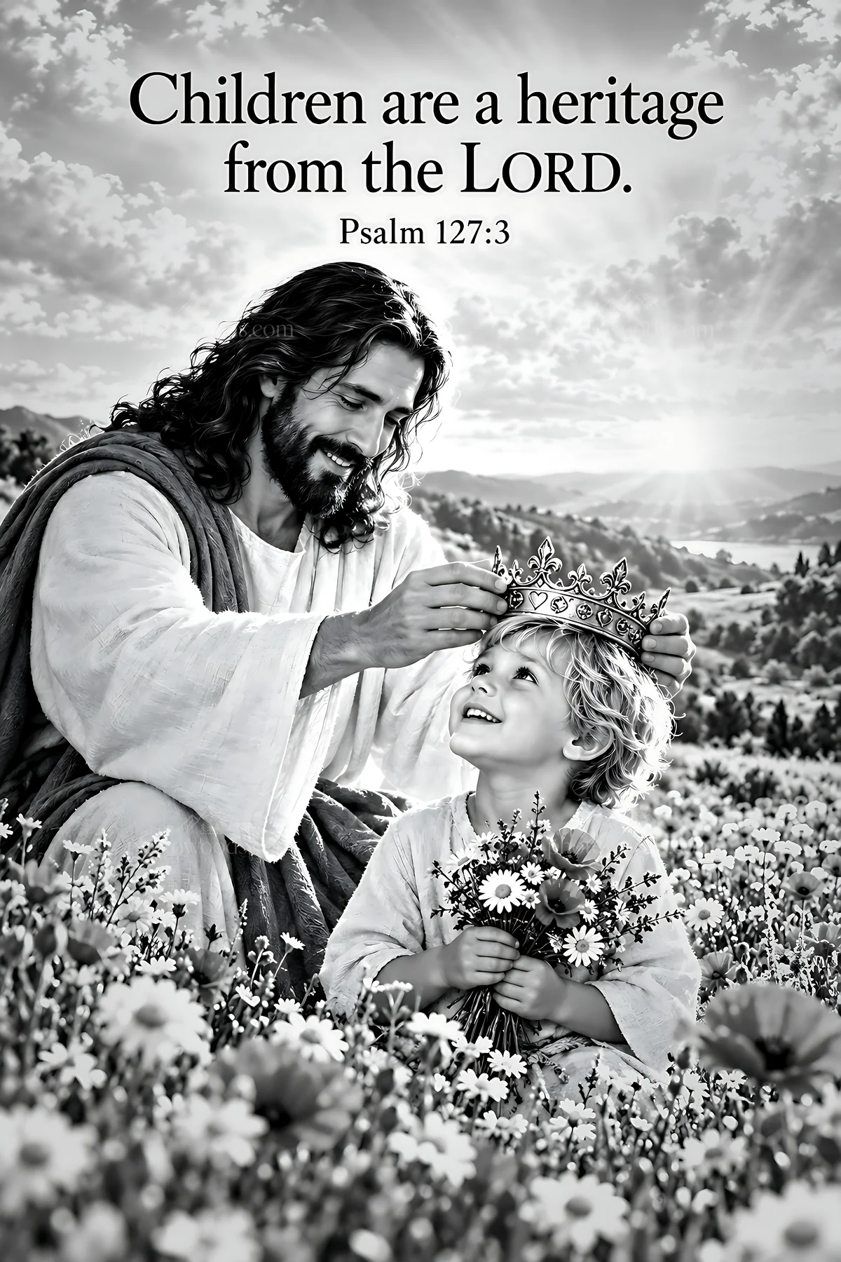 Chosen among wildflowers - AI-generated stock image