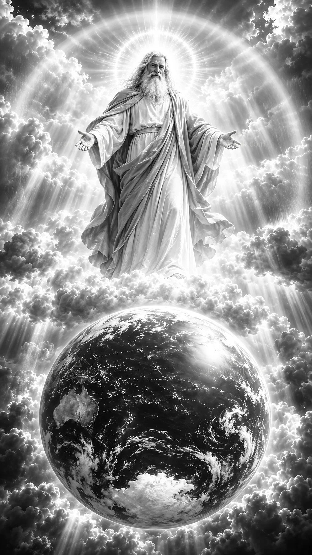 Jesus Christ offers hope and guidance from above - AI-generated stock image