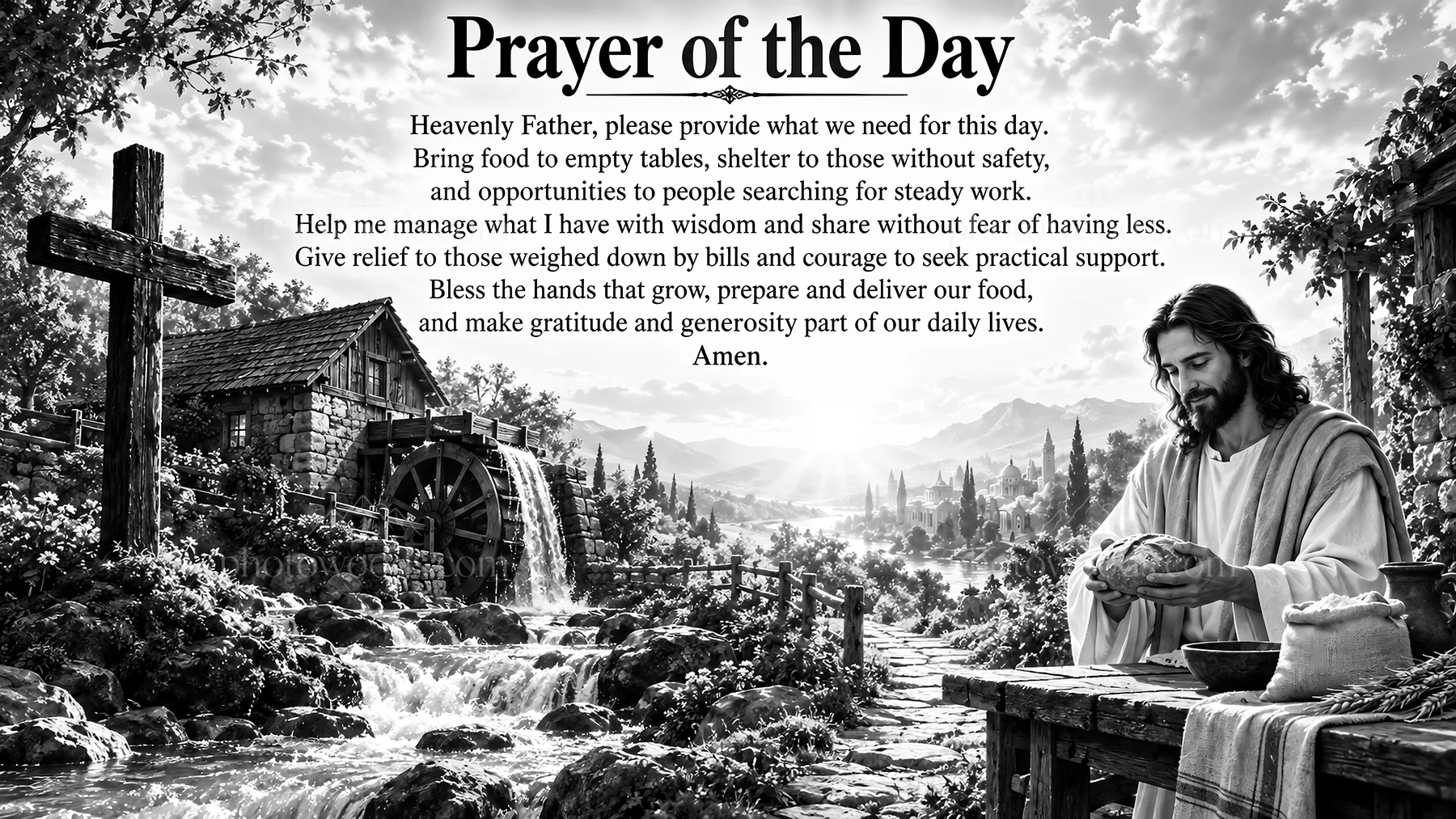 Jesus Christ providing comfort through prayer - AI-generated stock image