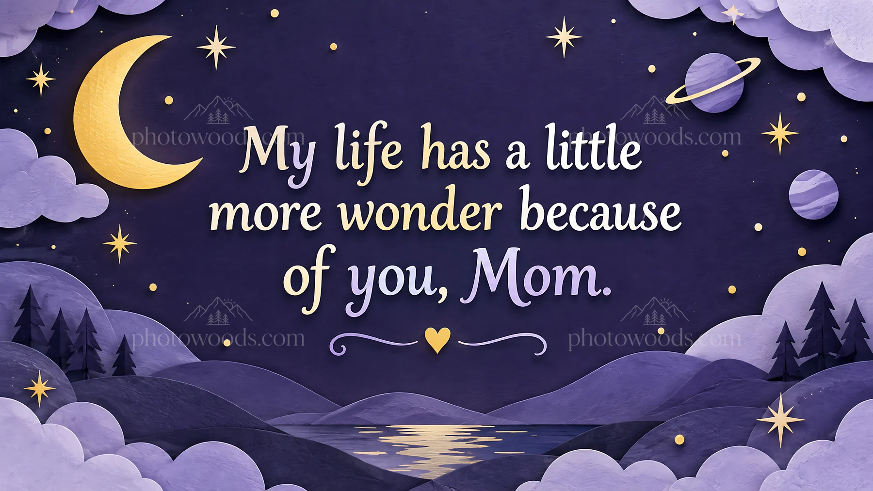 Celestial love you Mom greeting card illustration - AI-generated stock image